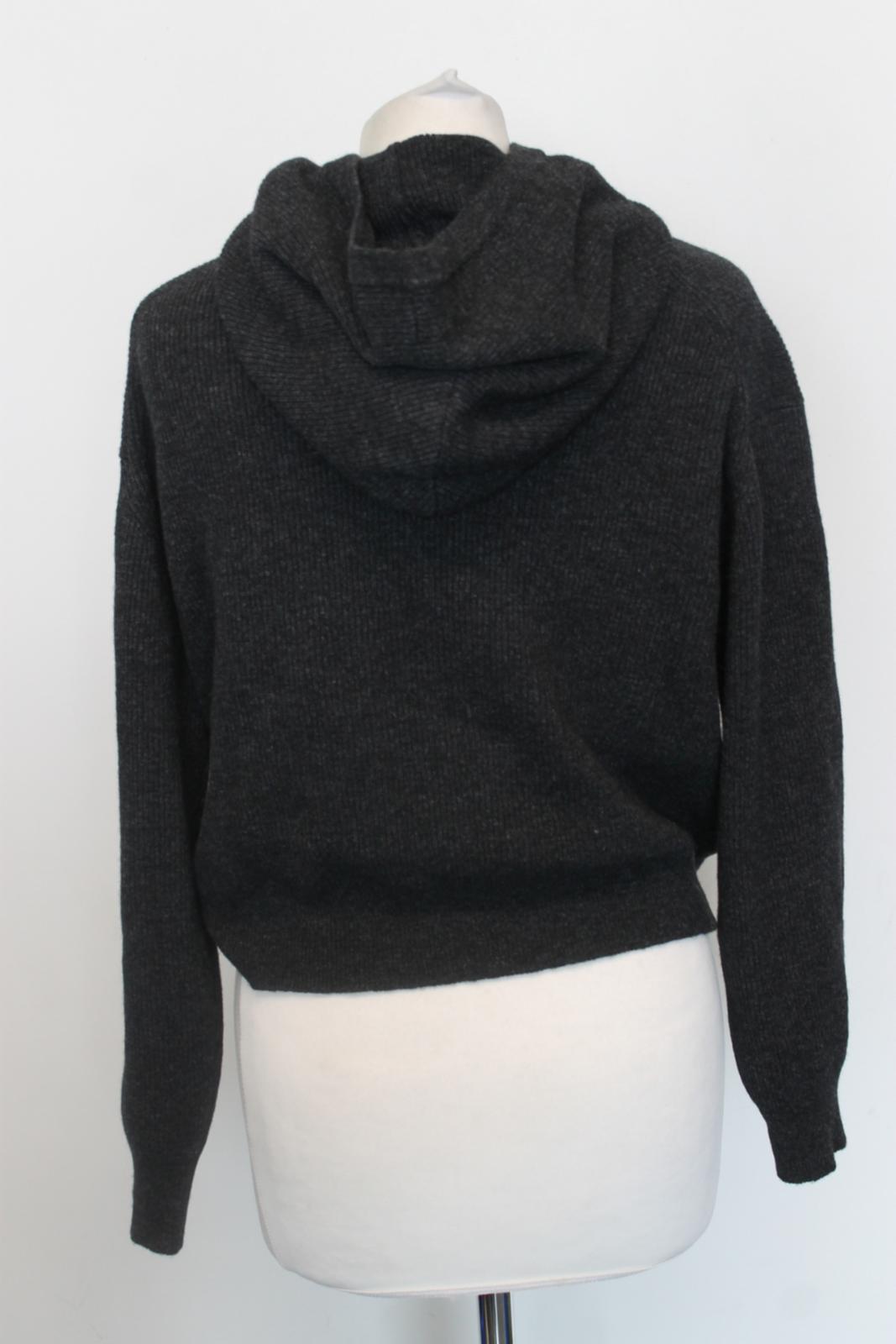 NANUSHKA Ladies Black Merino/Cashmere Cropped Knit Hoodie Jumper Size XS BNWT
