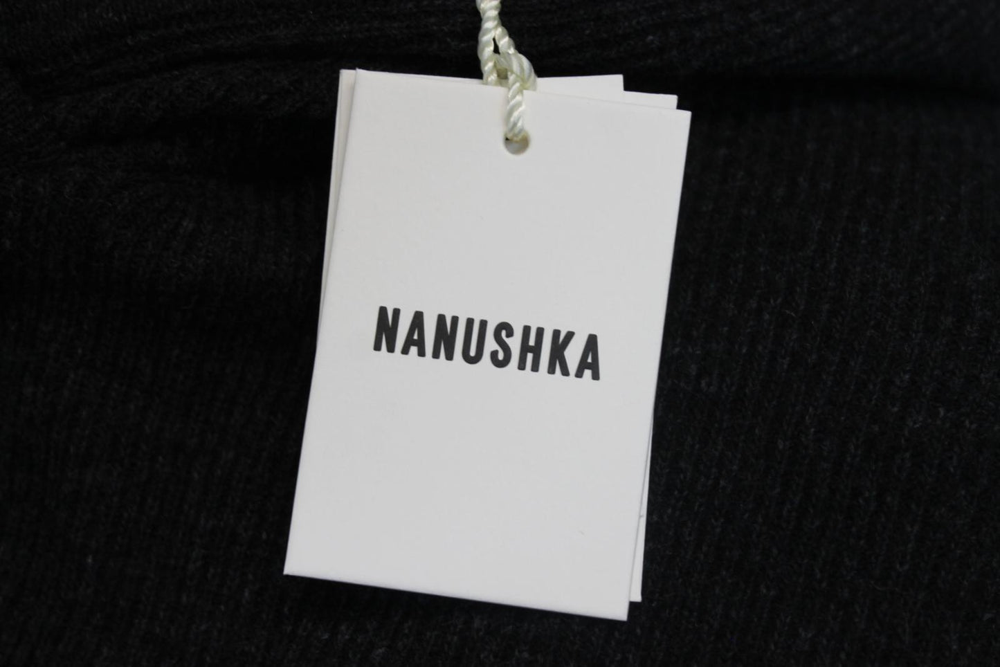 NANUSHKA Ladies Black Merino/Cashmere Cropped Knit Hoodie Jumper Size XS BNWT