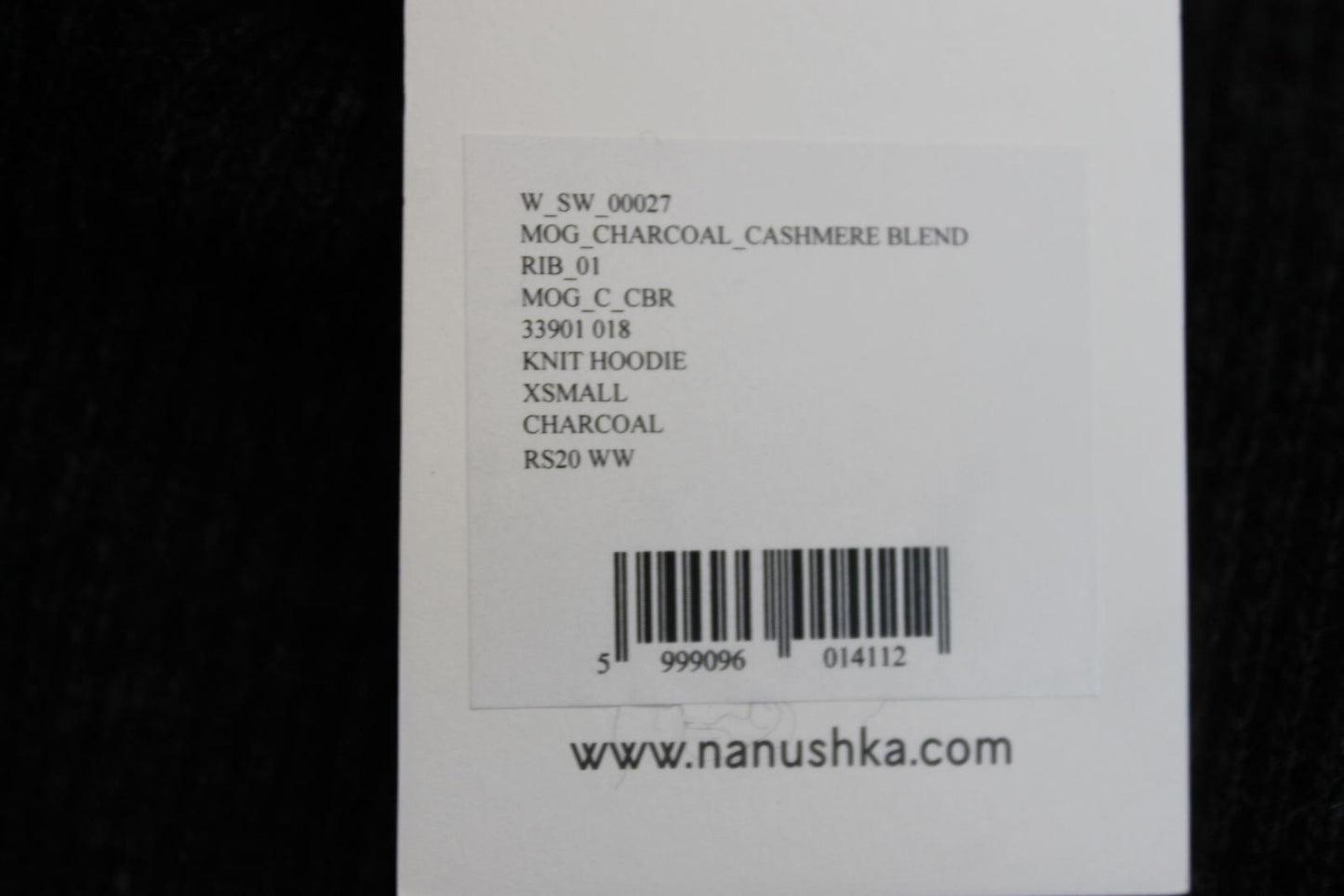 NANUSHKA Ladies Black Merino/Cashmere Cropped Knit Hoodie Jumper Size XS BNWT