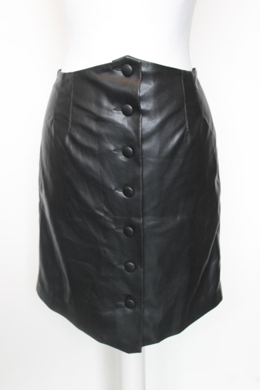 NANUSHKA Ladies Black Faux Leather Button Down Mini Skirt Size XS BNWT