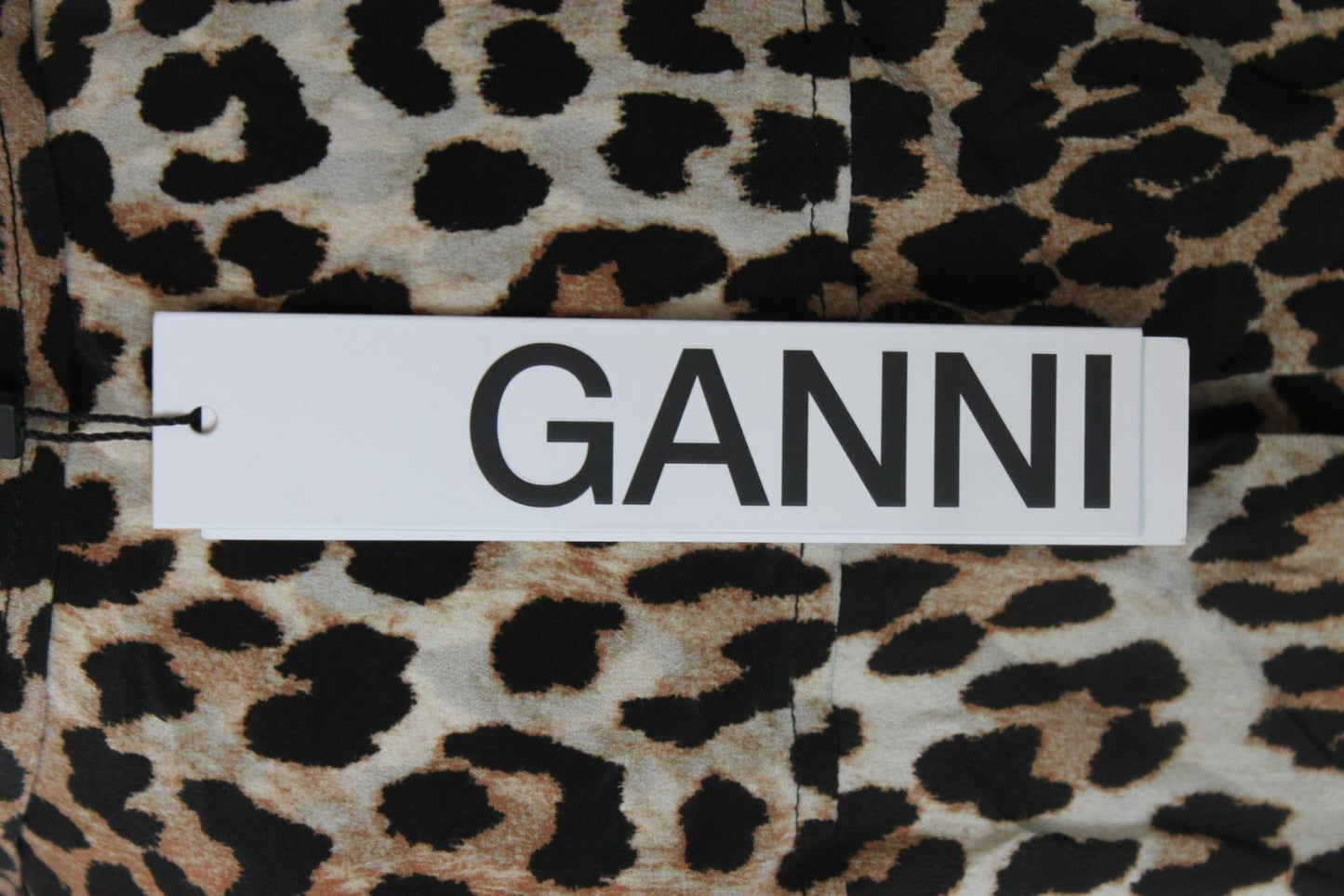 GANNI Ladies Leopard Print Silk Blend Asymmetrical Oversized Shirt EU36 UK8 BNWT