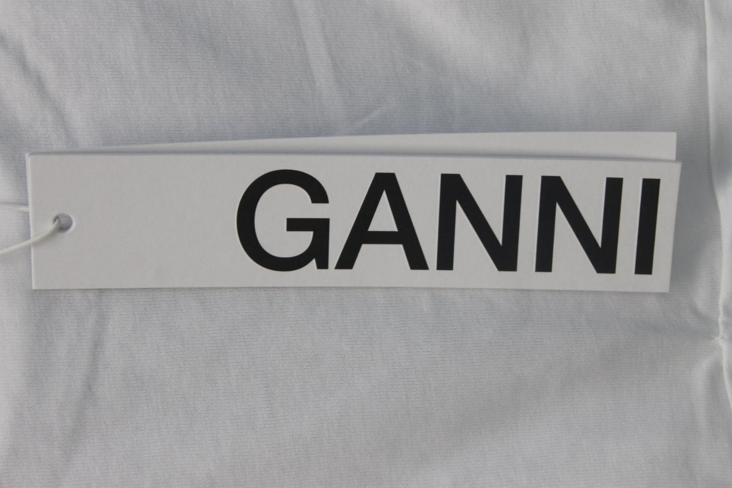 GANNI Ladies White Cotton Cap Sleeve Ruffled T-Shirt Top Size XS BNWT