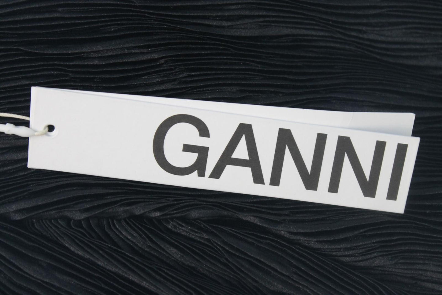 GANNI Ladies Black Ribbed Knee Length Puff Sleeve Shift Dress EU38 UK10 BNWT