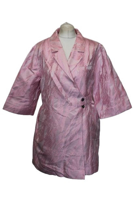 GANNI Ladies Sweet Lilac Half Sleeve Knee Length Wrap Dress EU40 UK12 BNWT