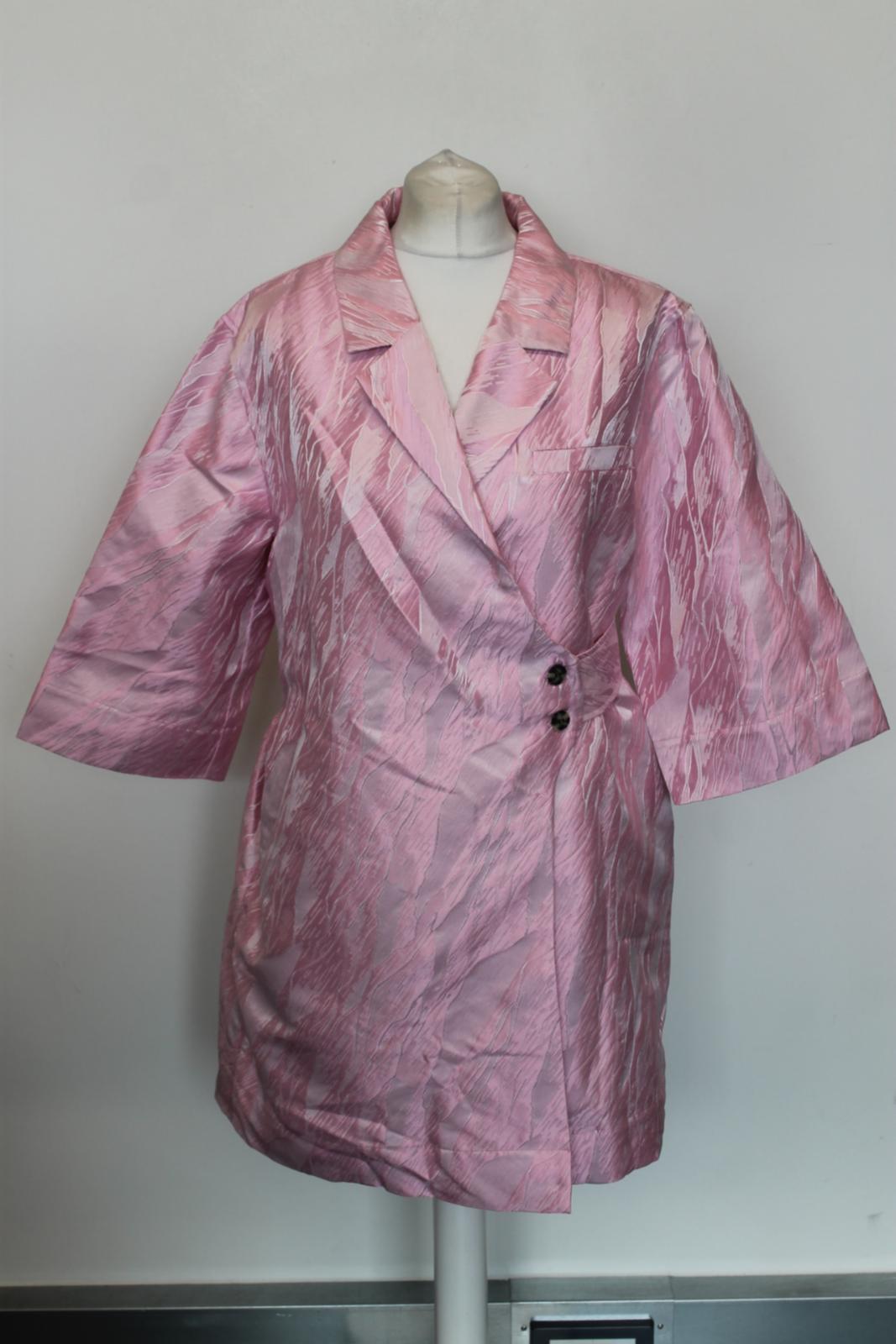 GANNI Ladies Sweet Lilac Half Sleeve Knee Length Wrap Dress EU40 UK12 BNWT