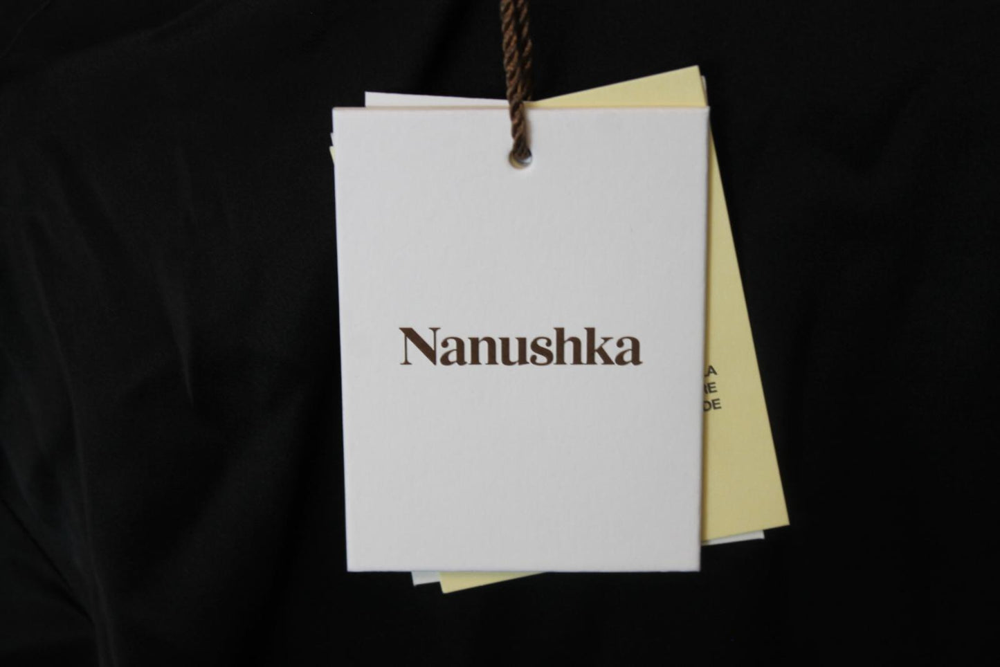 NANUSHKA Ladies Black Satin Midi Draped Front Shirt Dress Size XS BNWT