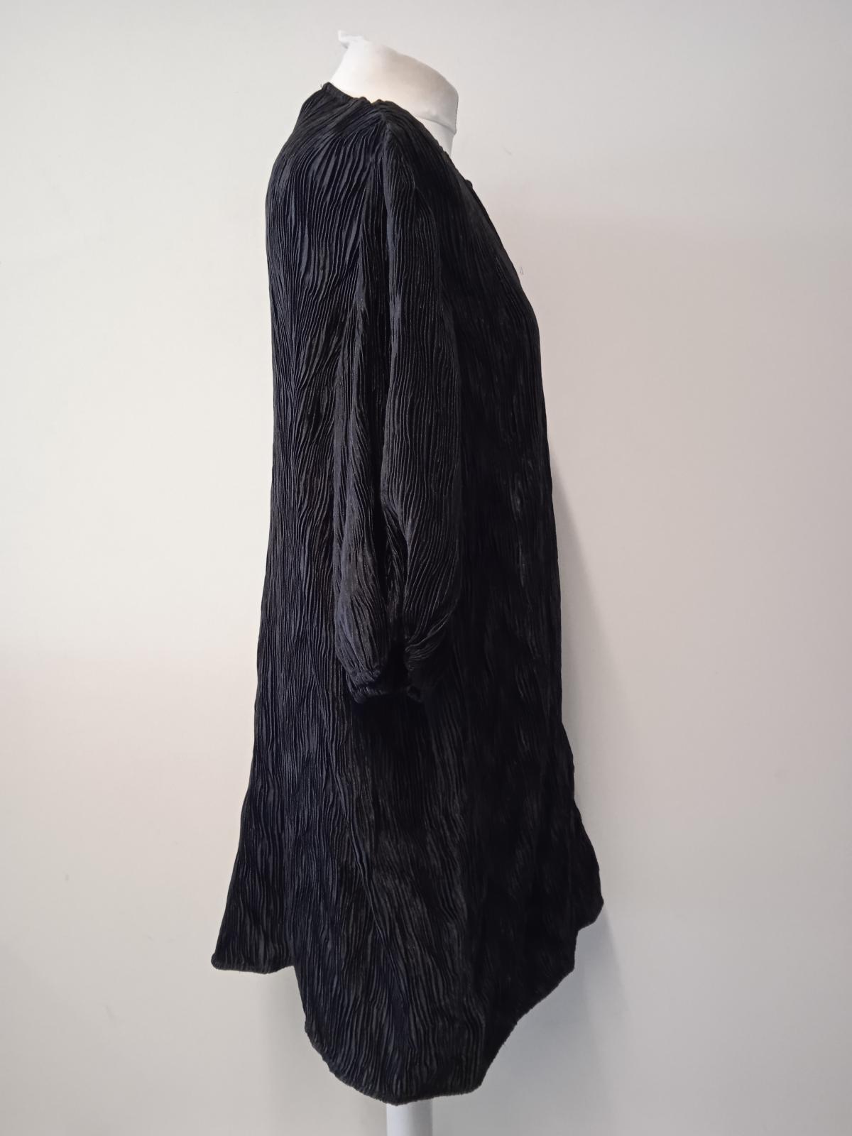 GANNI Ladies Black Pleated Relaxed Fit Belted Mini Dress Size EU42 UK14 NEW