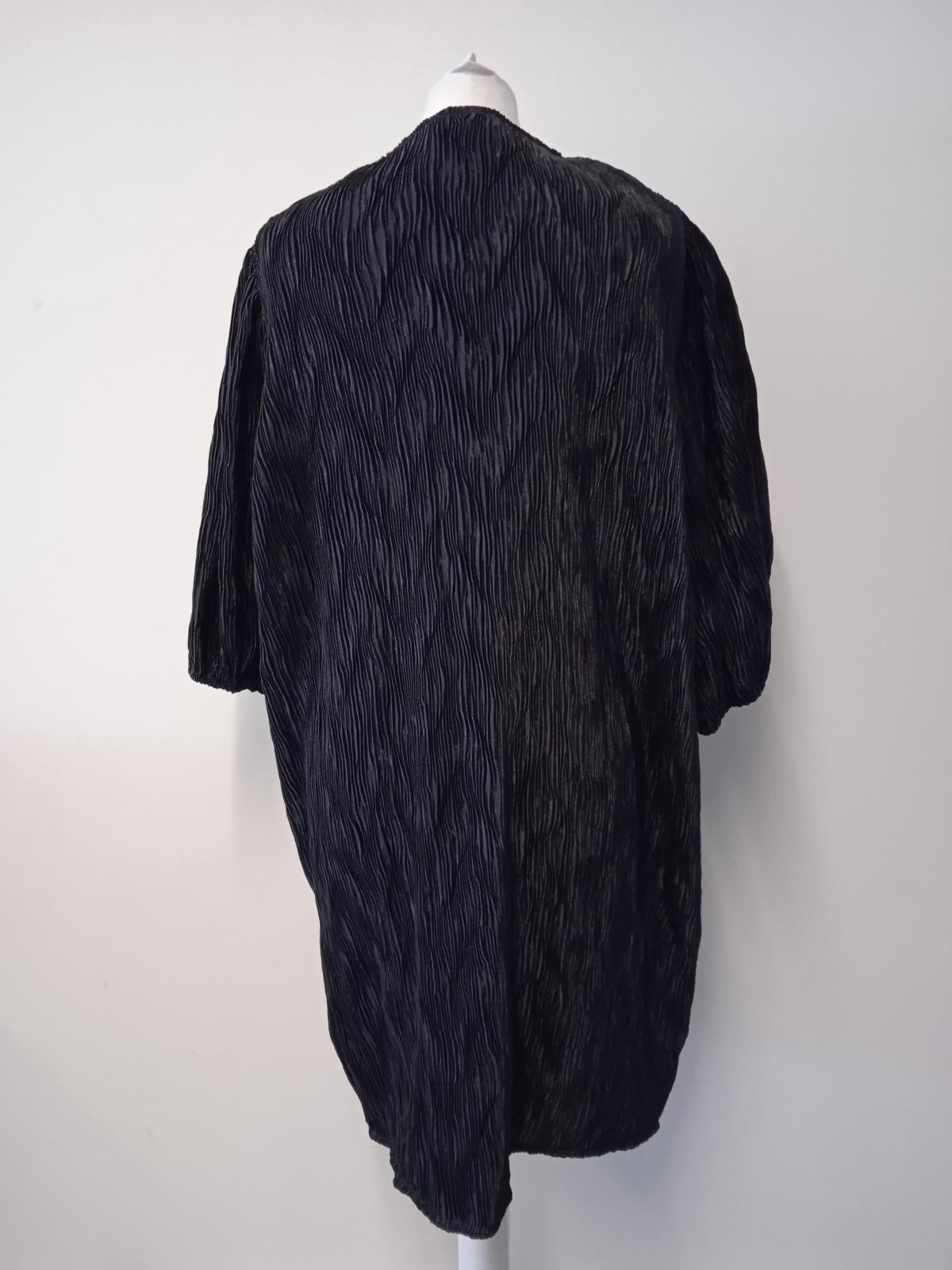 GANNI Ladies Black Pleated Relaxed Fit Belted Mini Dress Size EU42 UK14 NEW