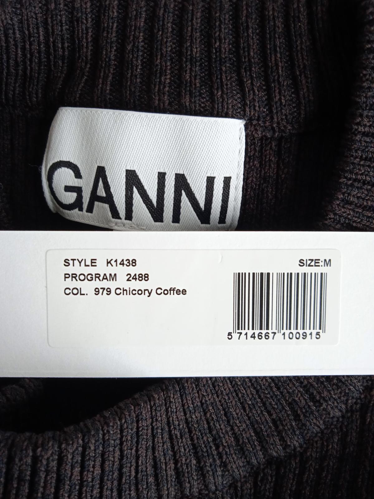 GANNI Ladies Black Ribbed Melange Knit Long Sleeve Pullover Jumper Size M NEW