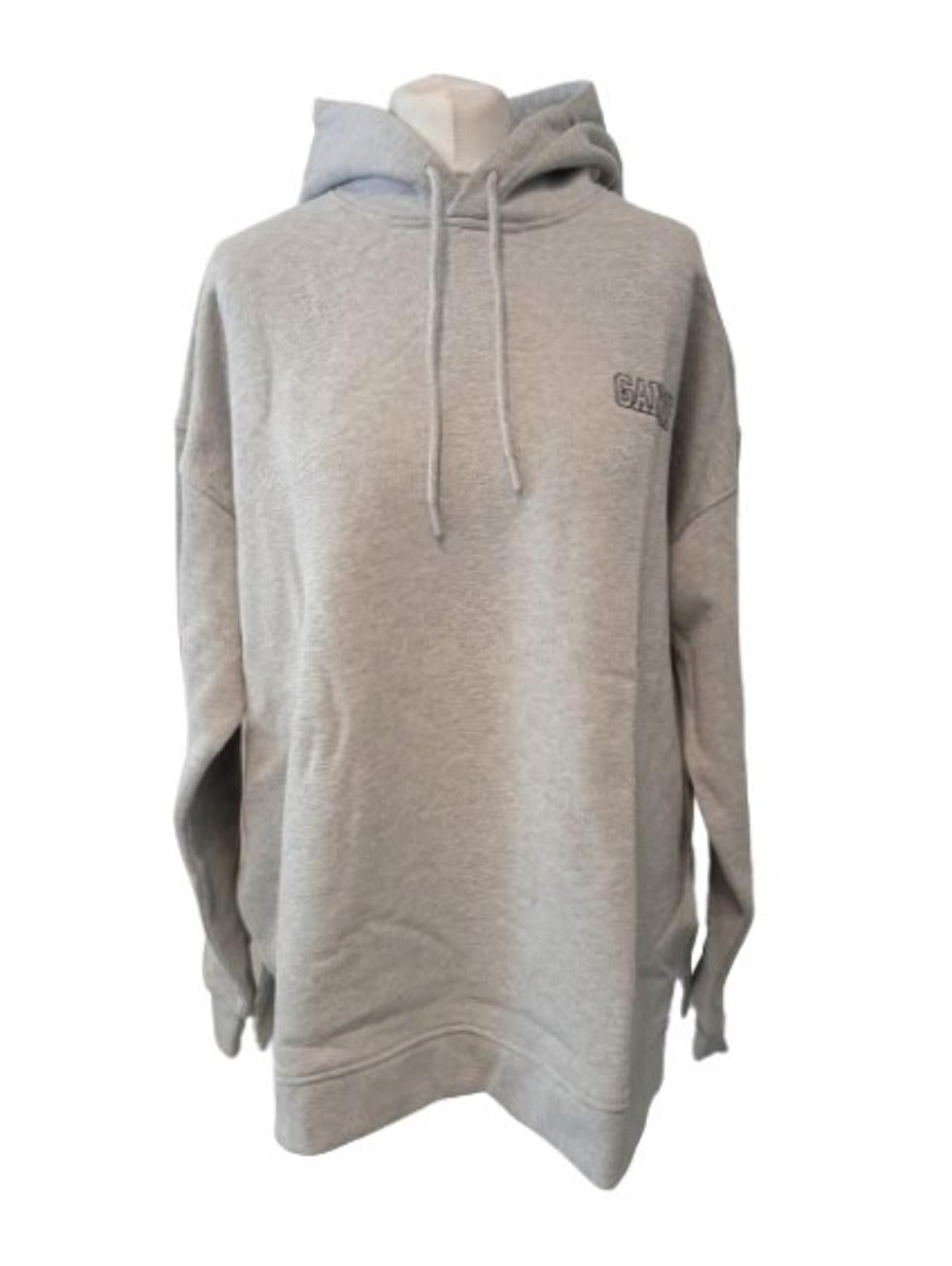 GANNI Ladies Grey Cotton Blend Software Isoli Pullover Hoodie Size L/XL NEW