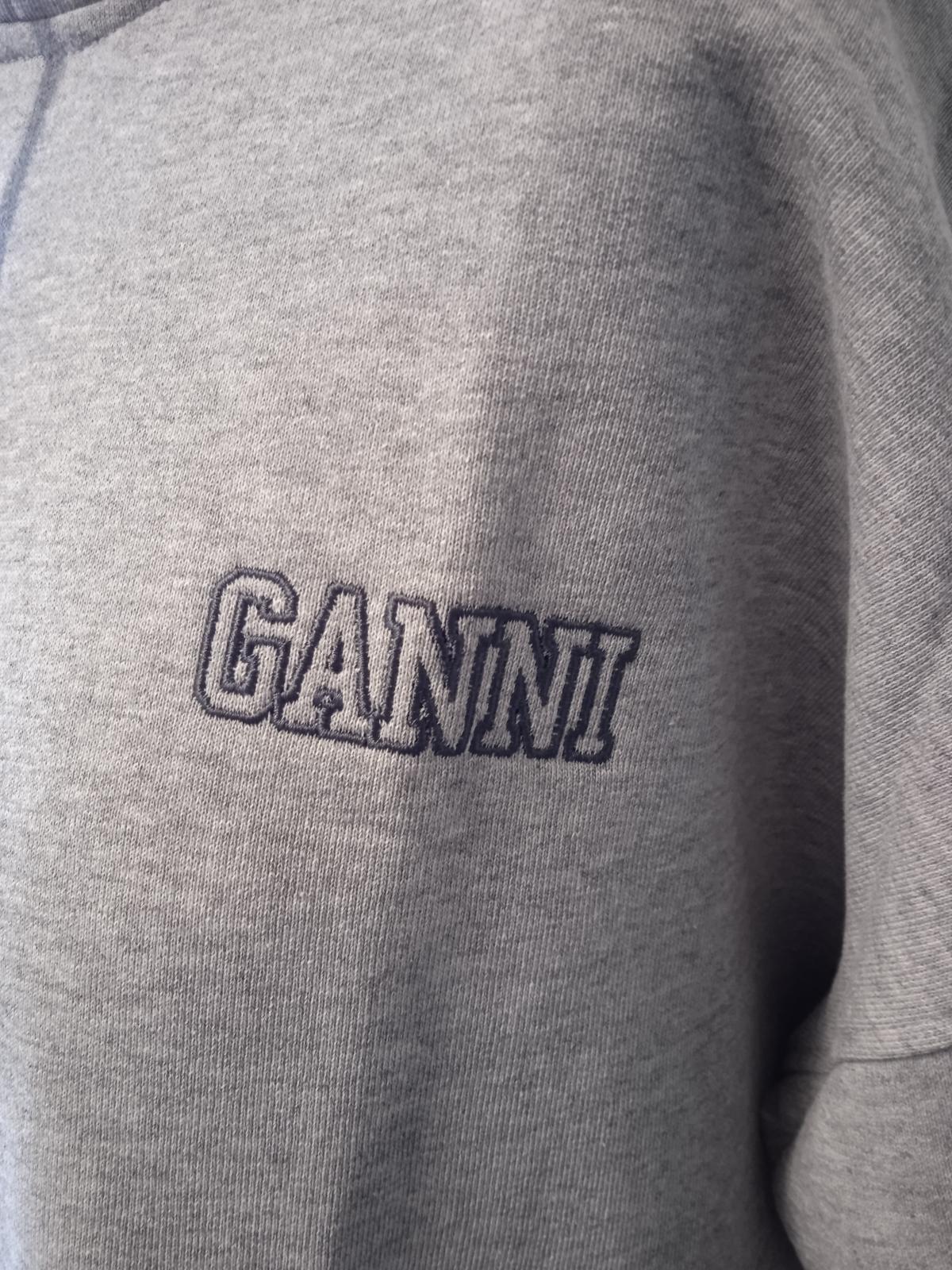 GANNI Ladies Grey Cotton Blend Software Isoli Pullover Hoodie Size L/XL NEW