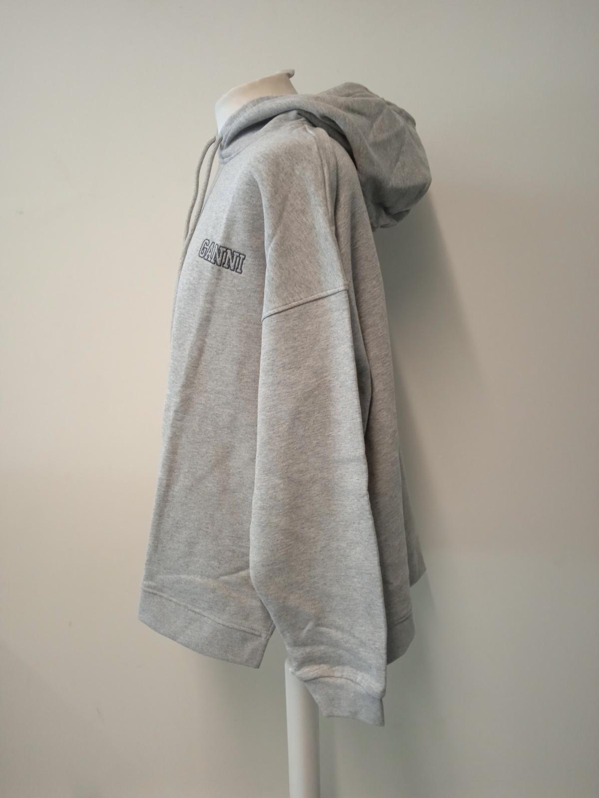 GANNI Ladies Grey Cotton Blend Software Isoli Pullover Hoodie Size L/XL NEW