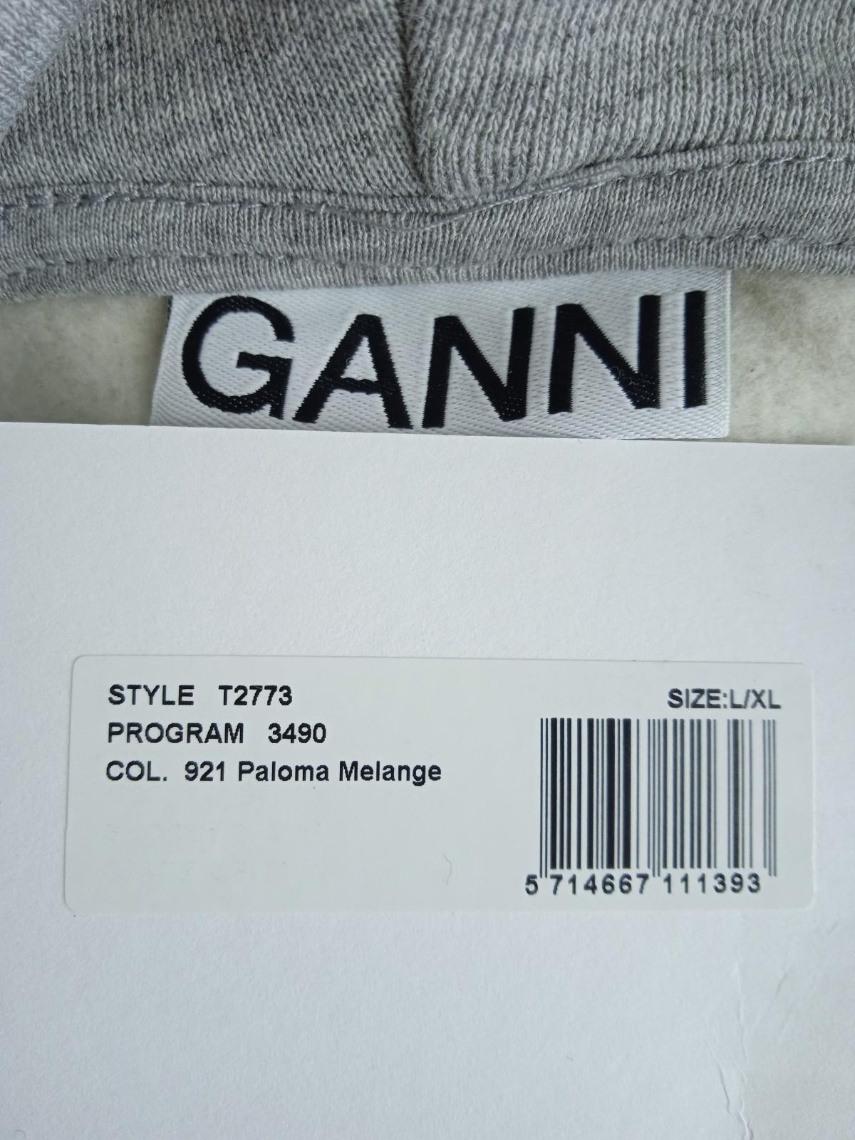GANNI Ladies Grey Cotton Blend Software Isoli Pullover Hoodie Size L/XL NEW
