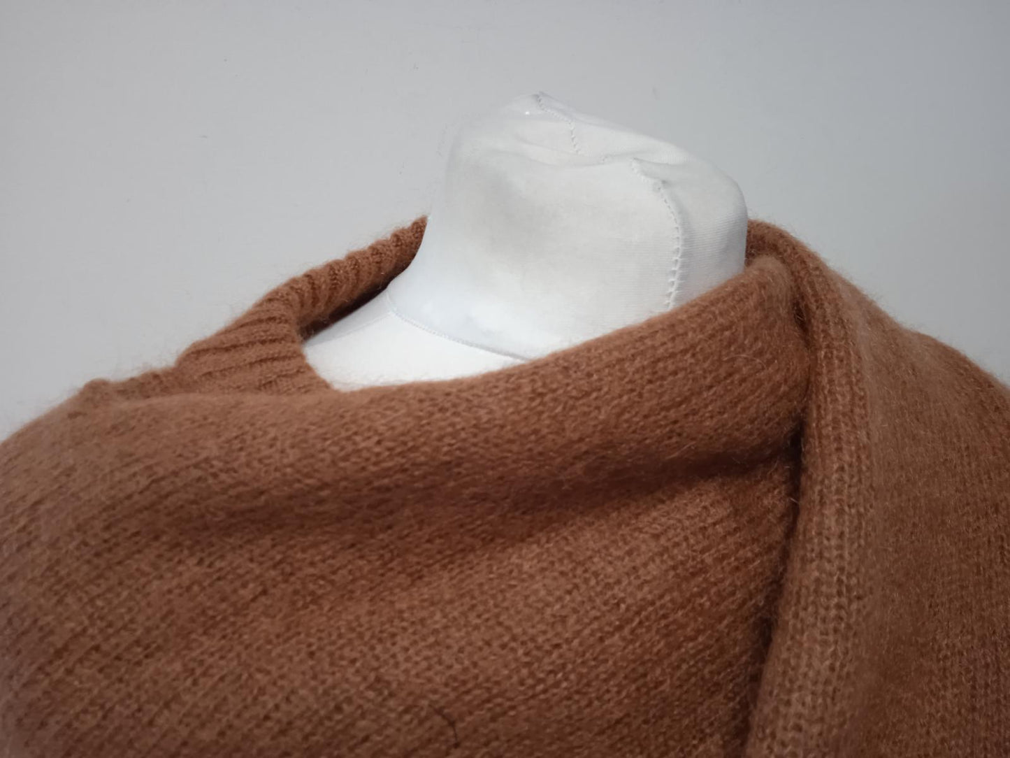 REJINA PYO Ladies Brown Mohair & Wool Draped Overlay Colette Jumper Size S NEW