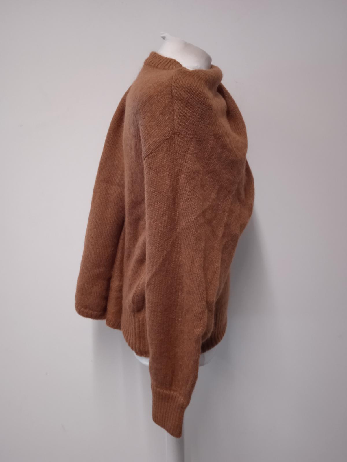 REJINA PYO Ladies Brown Mohair & Wool Draped Overlay Colette Jumper Size S NEW