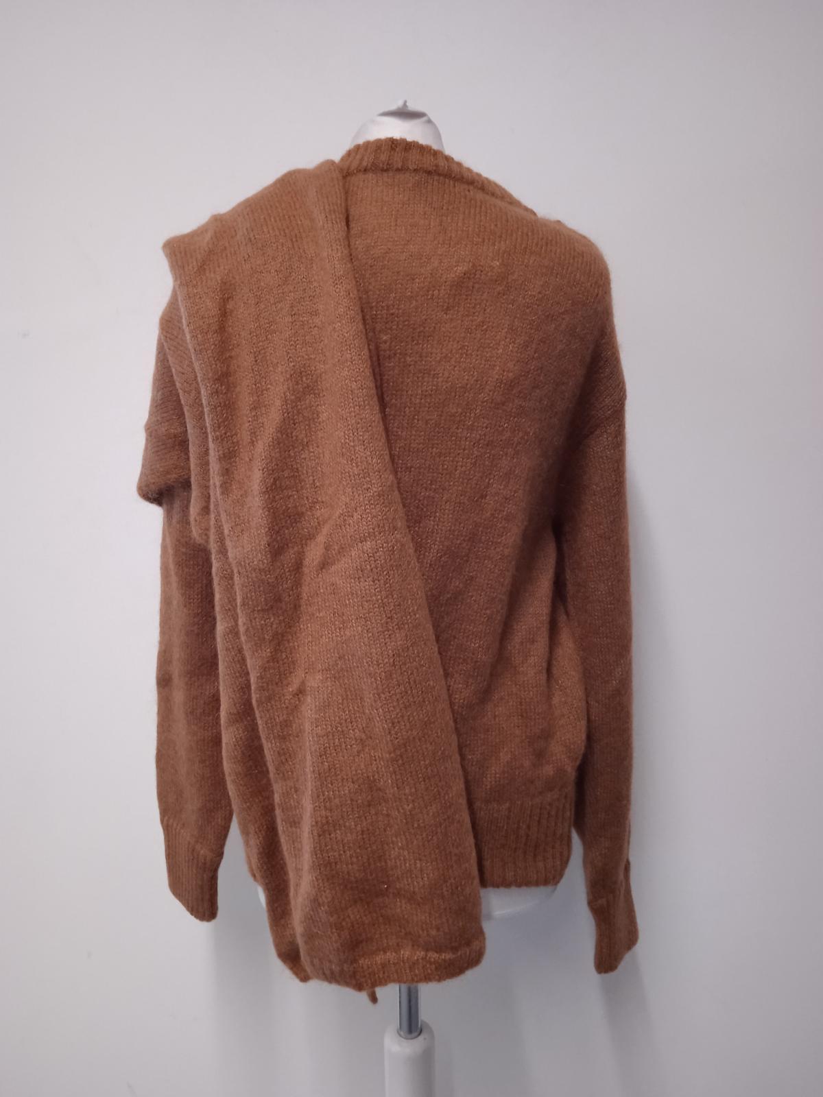 REJINA PYO Ladies Brown Mohair & Wool Draped Overlay Colette Jumper Size S NEW