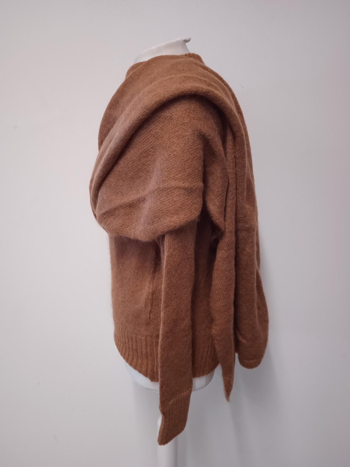 REJINA PYO Ladies Brown Mohair & Wool Draped Overlay Colette Jumper Size S NEW