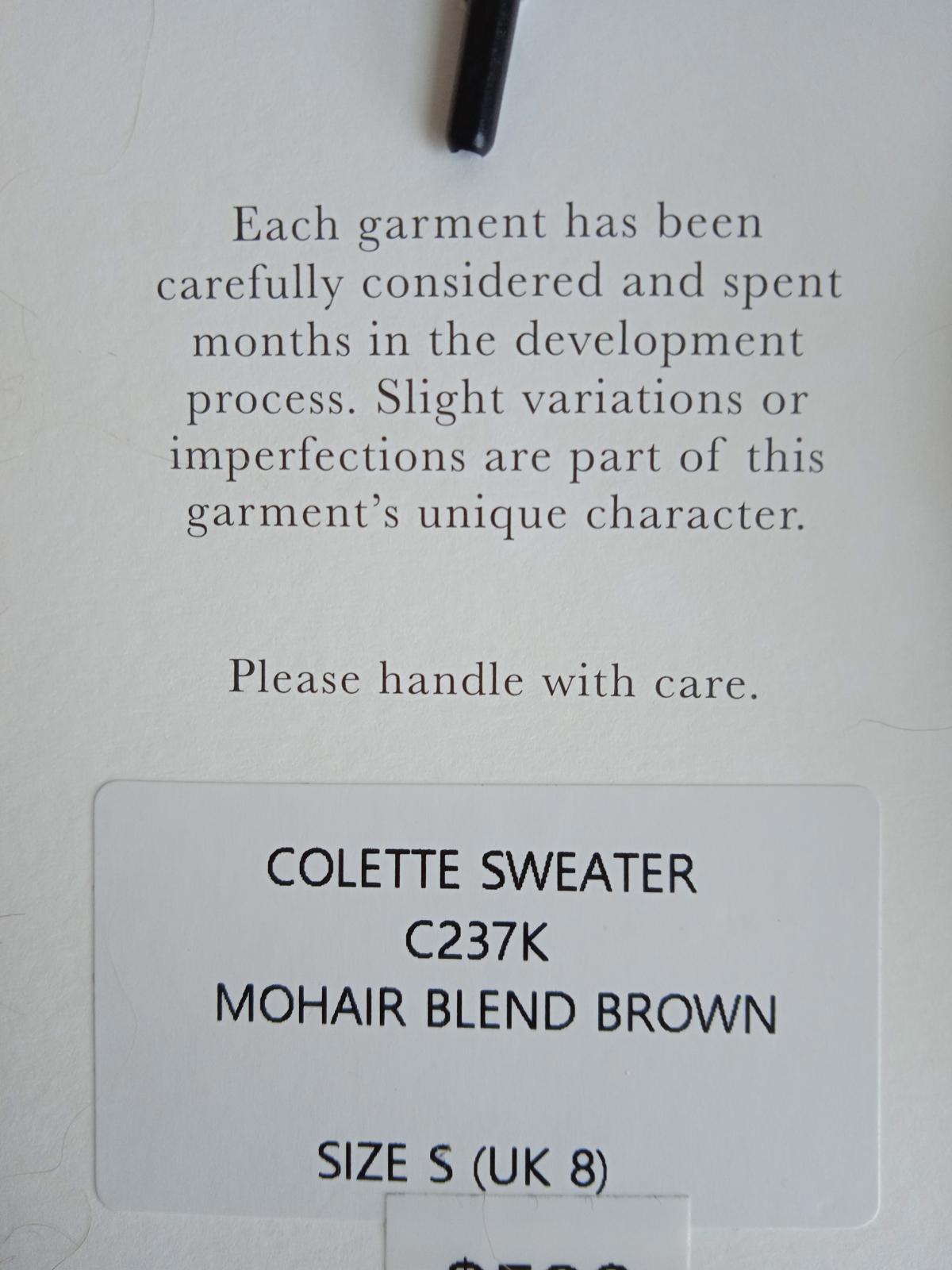 REJINA PYO Ladies Brown Mohair & Wool Draped Overlay Colette Jumper Size S NEW