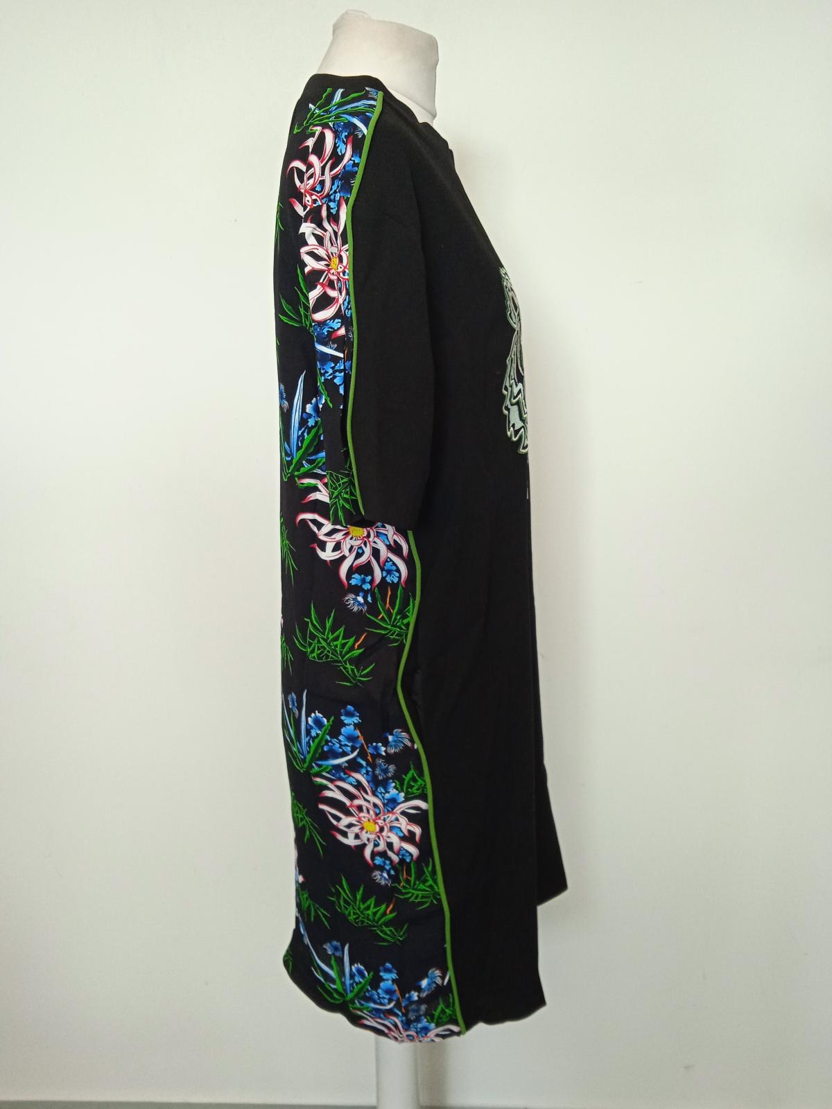 KENZO Ladies Black Tiger & Floral Print Short Sleeve T-Shirt Dress Size XS NEW