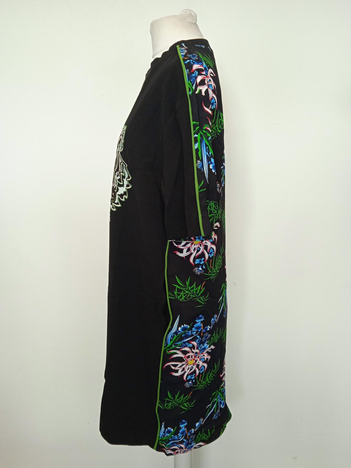 KENZO Ladies Black Tiger & Floral Print Short Sleeve T-Shirt Dress Size XS NEW