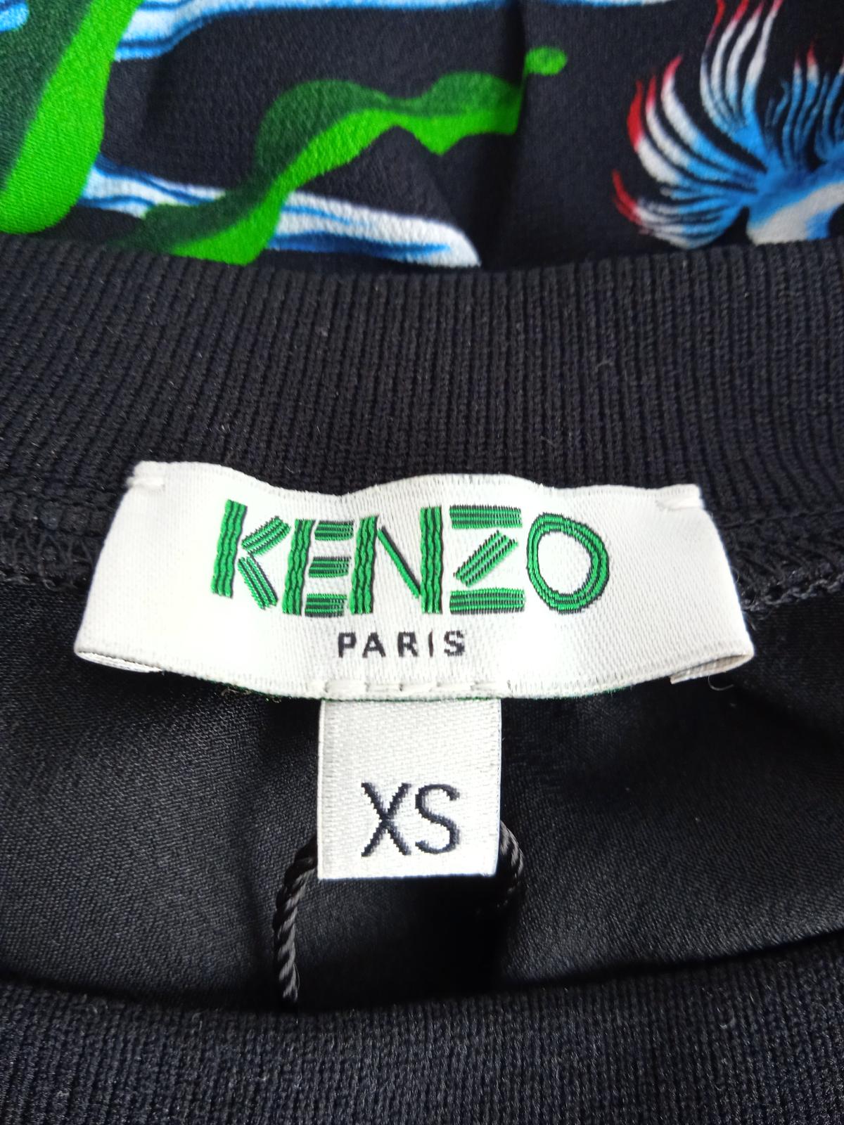KENZO Ladies Black Tiger & Floral Print Short Sleeve T-Shirt Dress Size XS NEW
