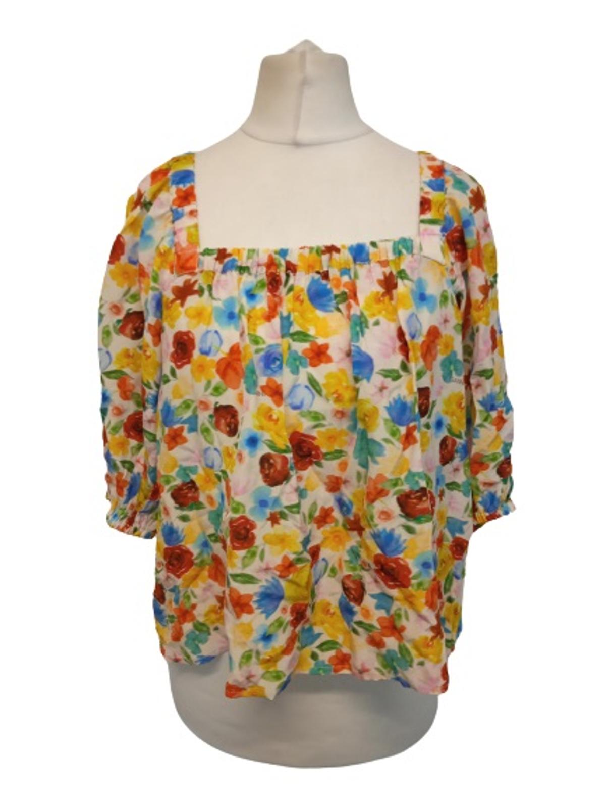 GANNI Ladies Multicoloured Silk Blend Floral Print Blouse Size EU36 UK8 NEW