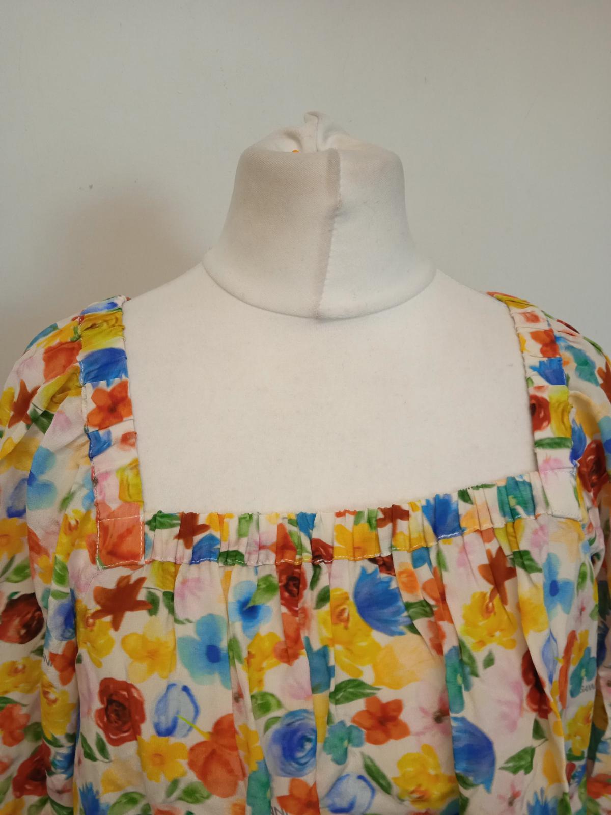 GANNI Ladies Multicoloured Silk Blend Floral Print Blouse Size EU36 UK8 NEW