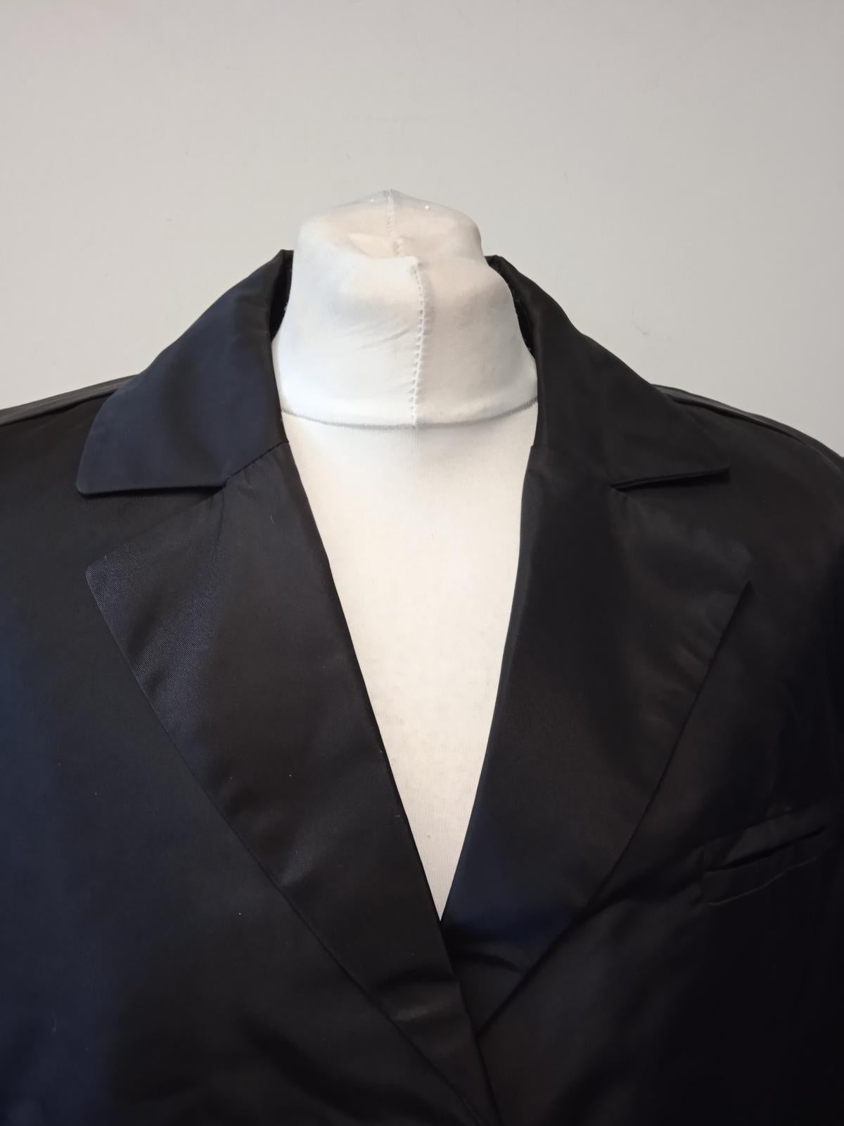 GANNI Ladies Black Box Pleat Oversized Single-Breasted Blazer Size 2XS/XS NEW