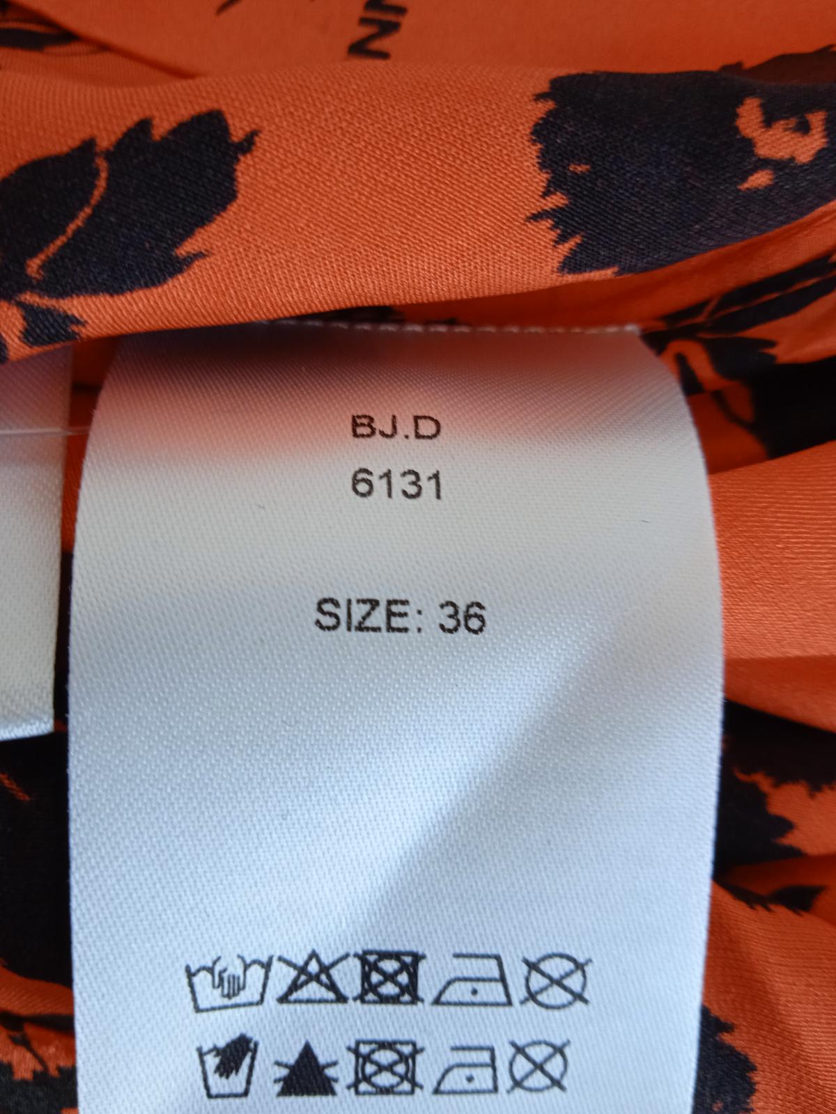 GANNI Ladies Orange Silk Blend Ruched Floral Print Fitted Dress EU36 UK8 NEW