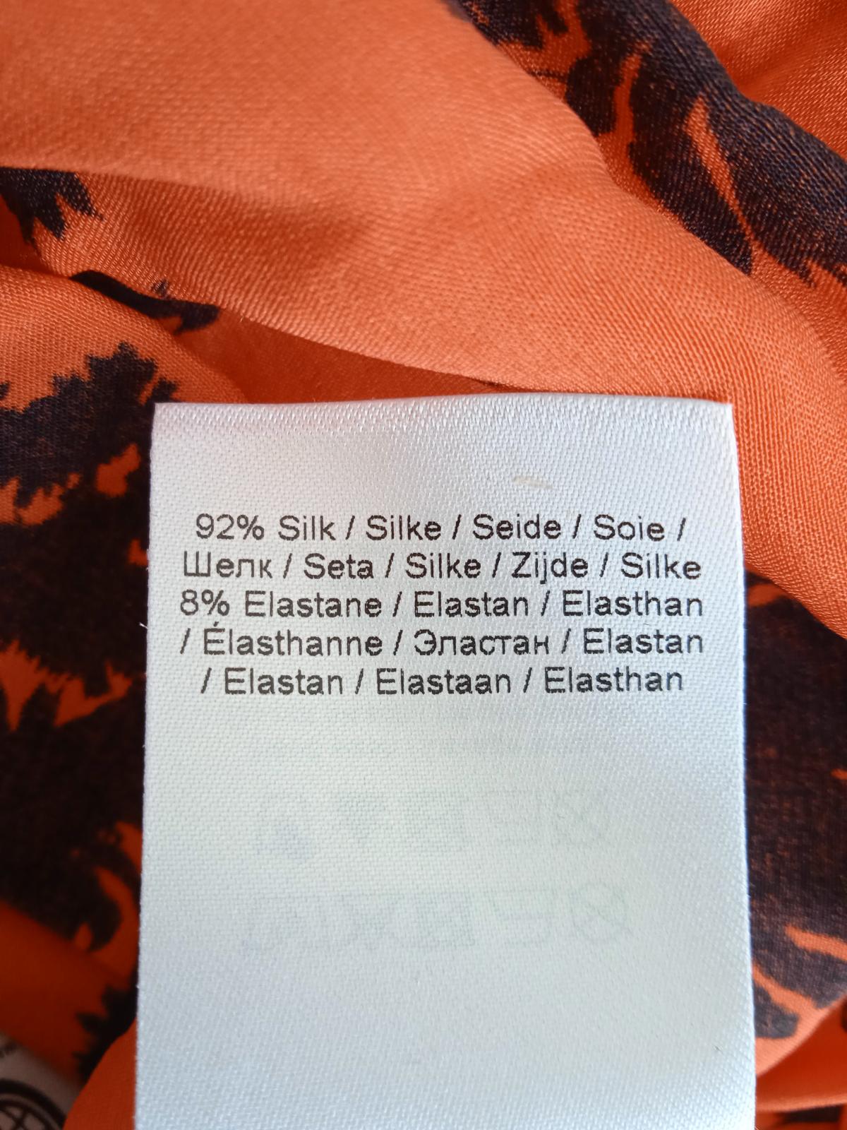 GANNI Ladies Orange Silk Ruched Floral Print Sleeveless Blouse EU40 UK12 NEW