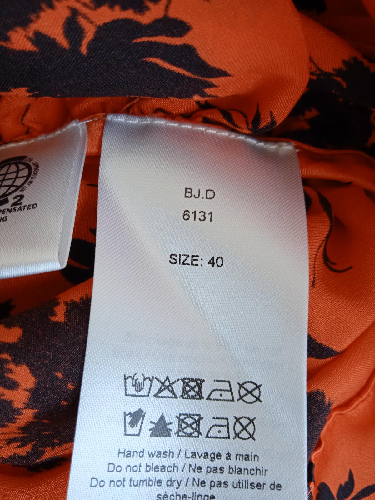 GANNI Ladies Orange Silk Ruched Floral Print Sleeveless Blouse EU40 UK12 NEW
