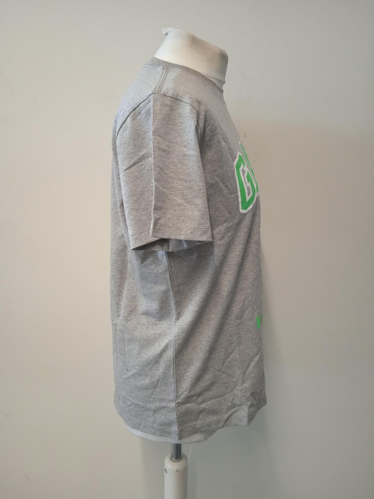 GANNI Ladies Grey Cotton Blend Short Sleeve Smiley Logo T-Shirt Size XS NEW