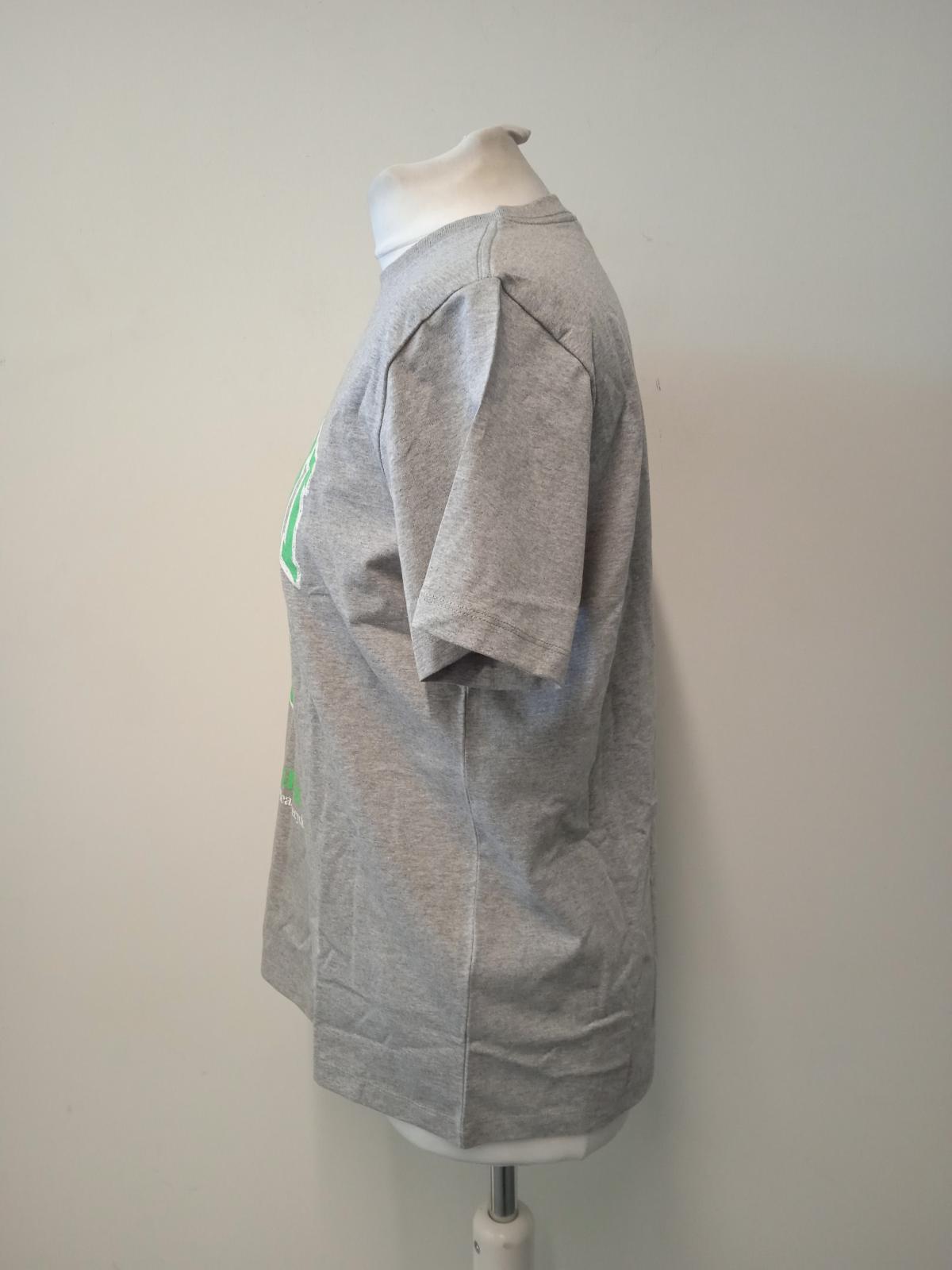 GANNI Ladies Grey Cotton Blend Short Sleeve Smiley Logo T-Shirt Size XS NEW