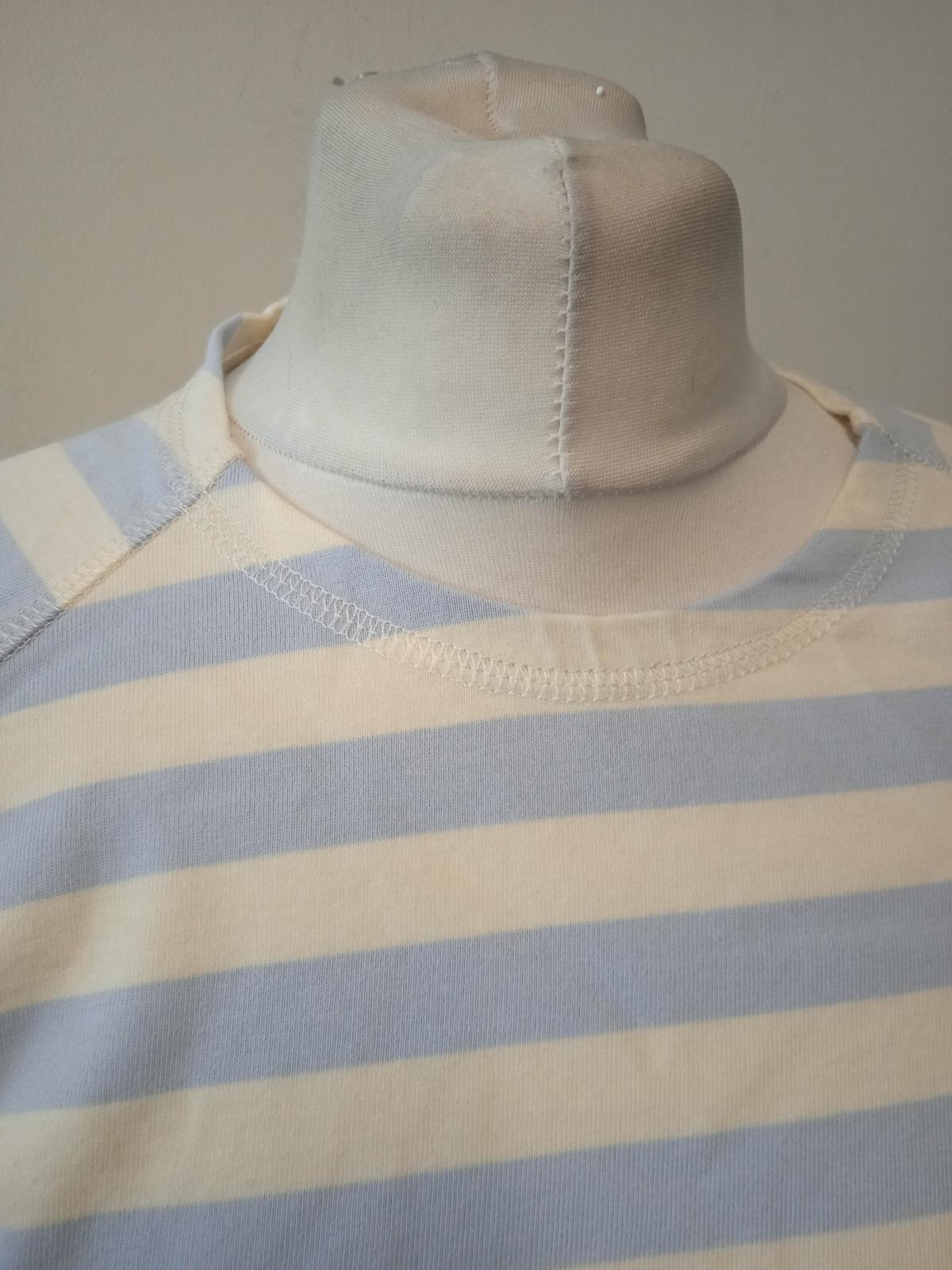 GANNI Ladies Blue & White Cotton Long Sleeve Striped Pullover Jumper XS NEW