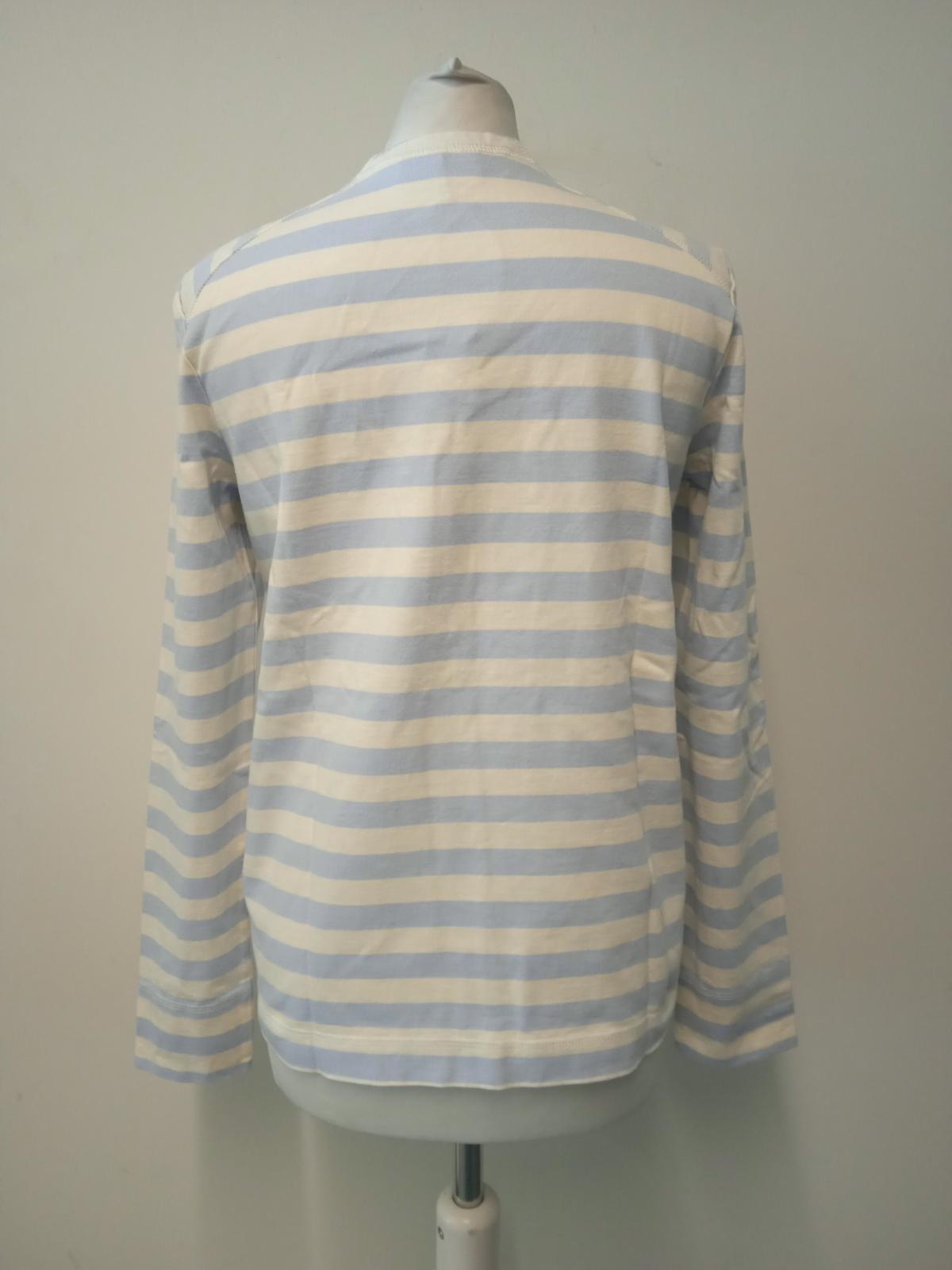 GANNI Ladies Blue & White Cotton Long Sleeve Striped Pullover Jumper XS NEW