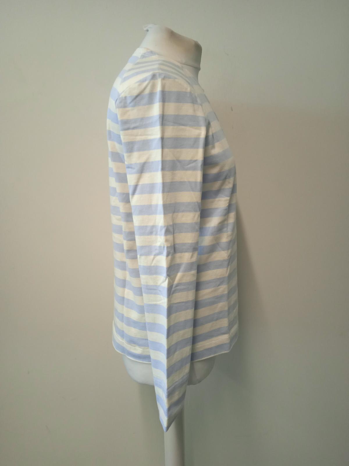 GANNI Ladies Blue & White Cotton Long Sleeve Striped Pullover Jumper S NEW