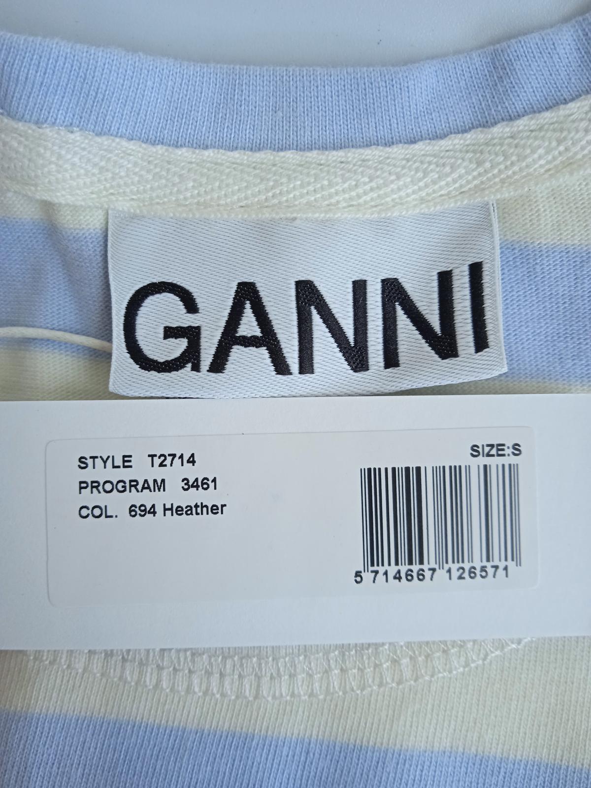 GANNI Ladies Blue & White Cotton Long Sleeve Striped Pullover Jumper S NEW