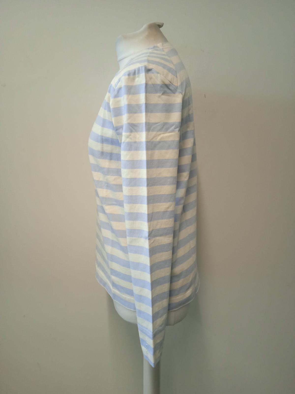 GANNI Ladies Blue & White Cotton Long Sleeve Striped Pullover Jumper M NEW