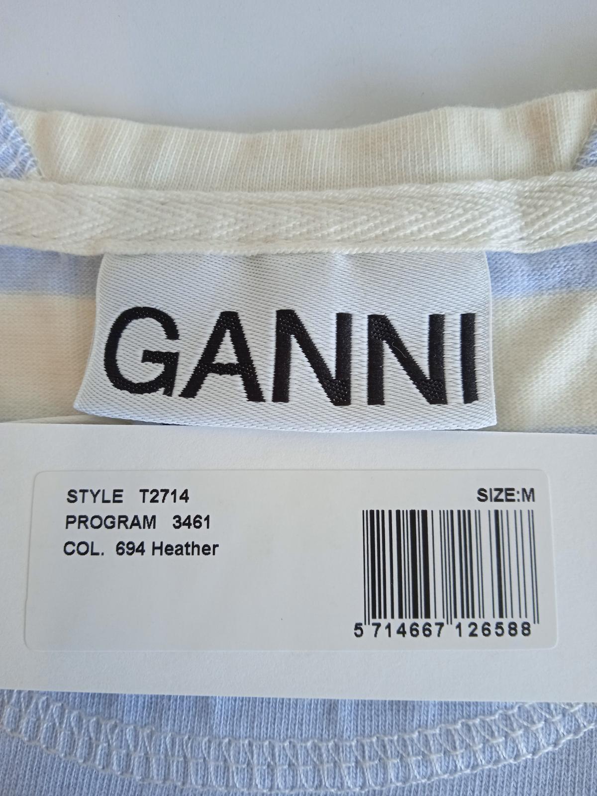 GANNI Ladies Blue & White Cotton Long Sleeve Striped Pullover Jumper M NEW