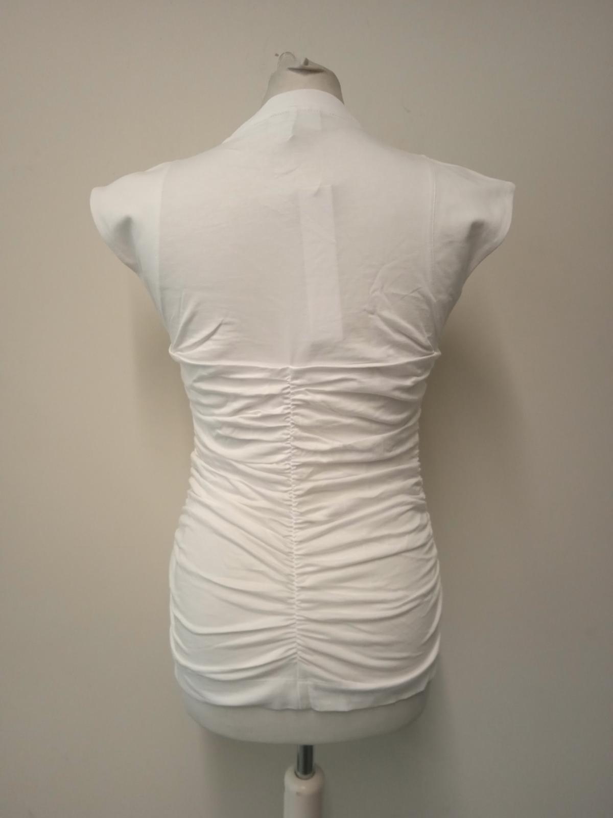 GANNI Ladies White Cotton Slim Fit Ruched Sleeveless Tank Top Size M NEW
