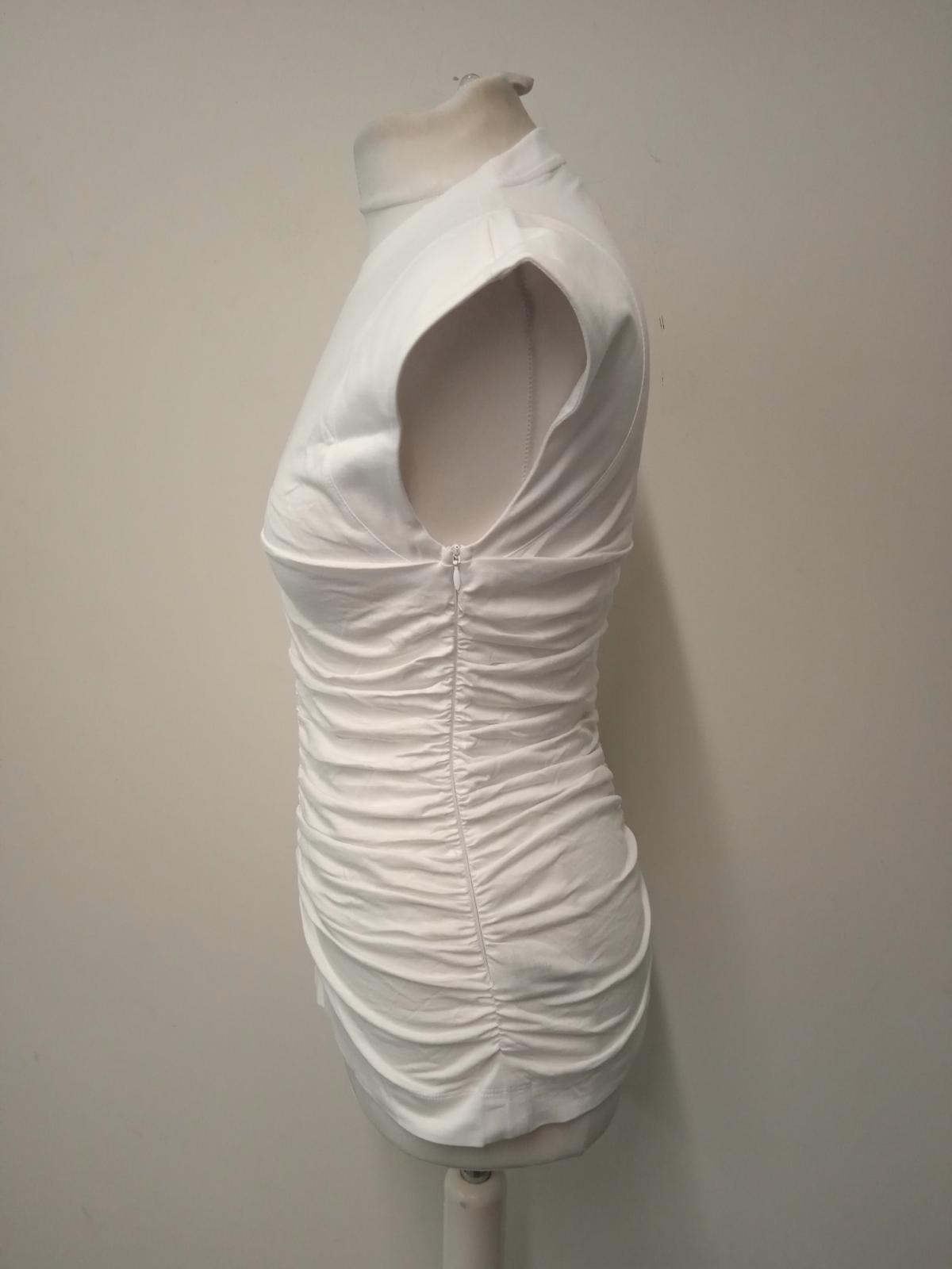 GANNI Ladies White Cotton Slim Fit Ruched Sleeveless Tank Top Size M NEW