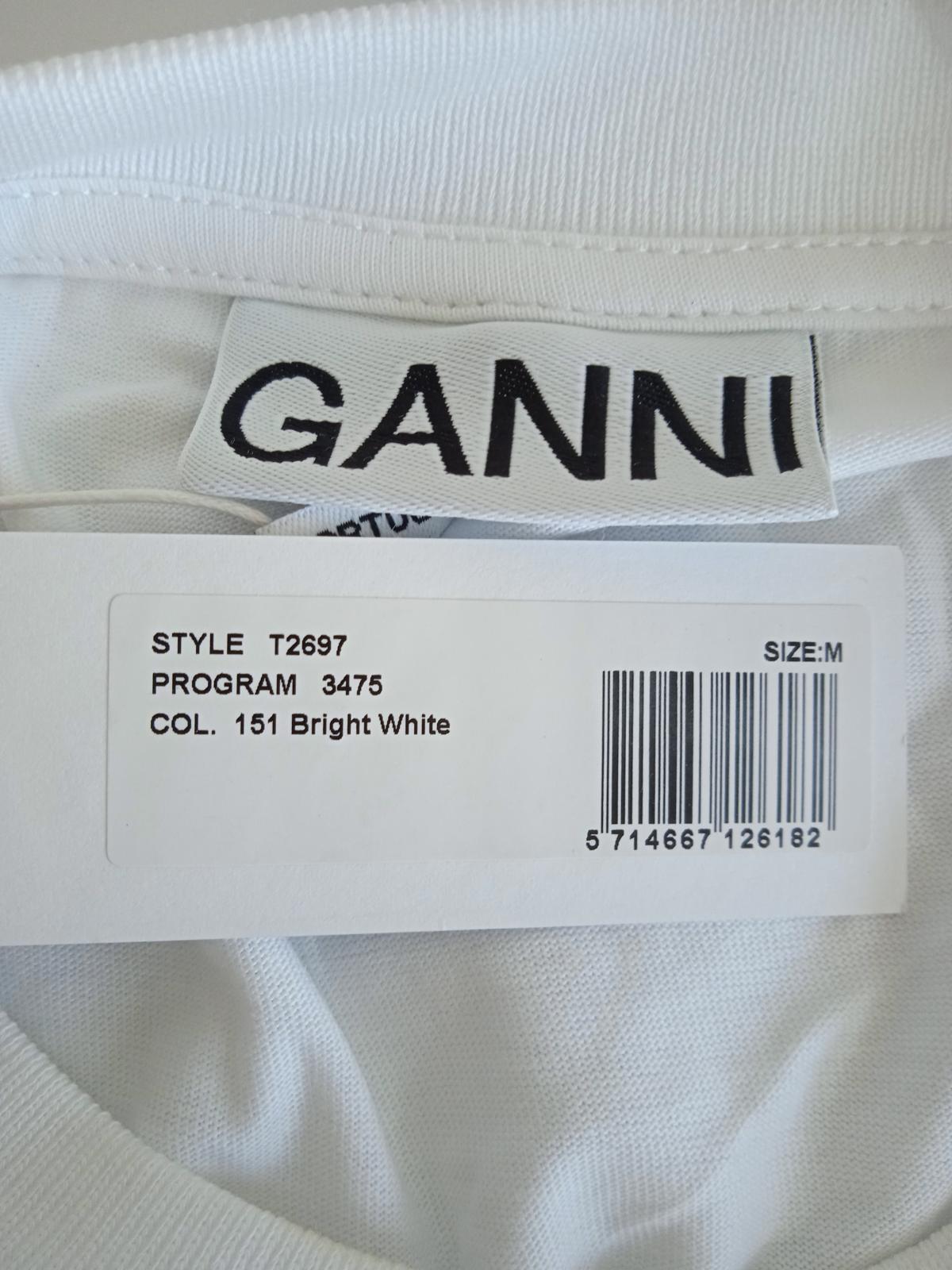 GANNI Ladies White Cotton Slim Fit Ruched Sleeveless Tank Top Size M NEW