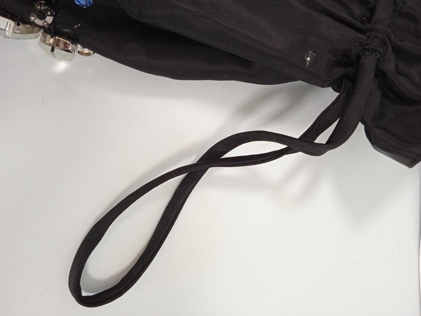 GANNI Ladies Black Crystal Embellished Drawstring Bucket Bag One Size NEW