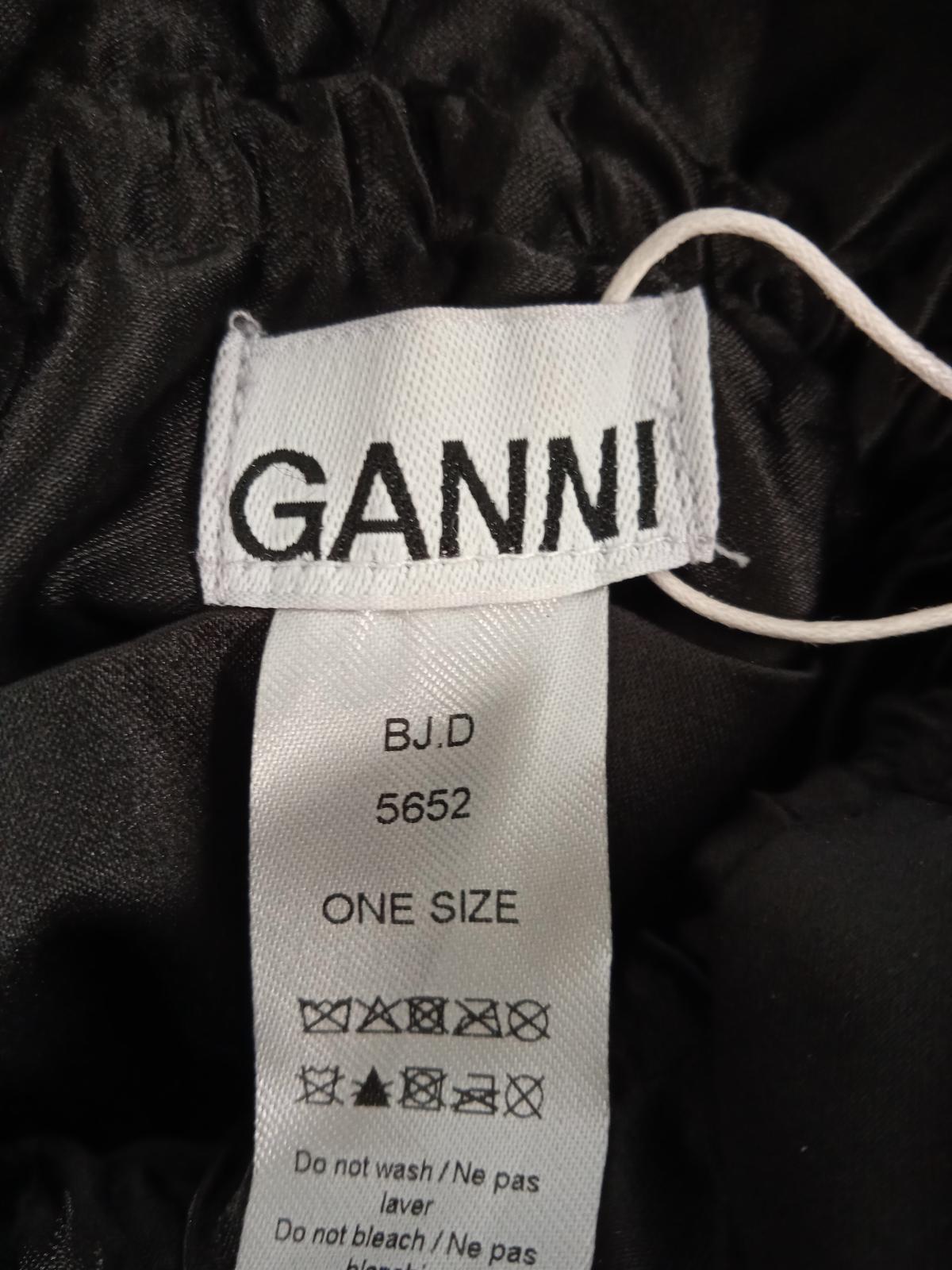 GANNI Ladies Black Crystal Embellished Drawstring Bucket Bag One Size NEW