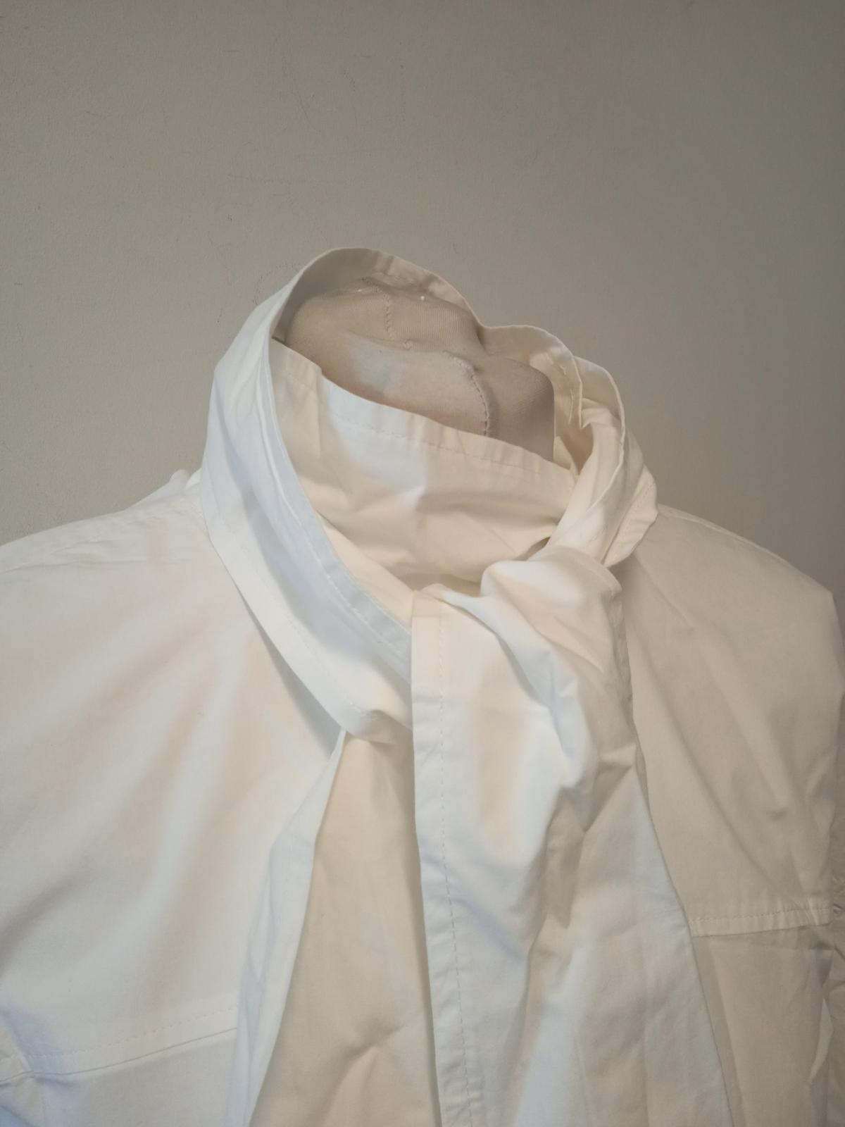 GANNI Ladies White Cotton Tie-Neck Embroidered Logo Long Shirt EU40 UK12 NEW