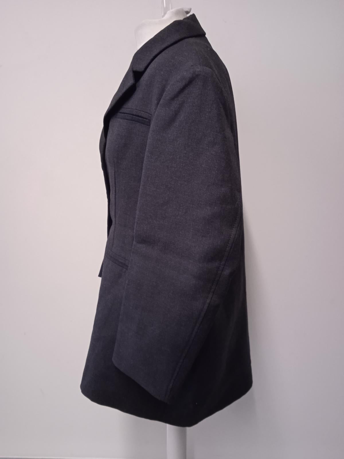 GANNI Ladies Grey Wool Blend Oversized Single Breasted Blazer Size S/M NEW