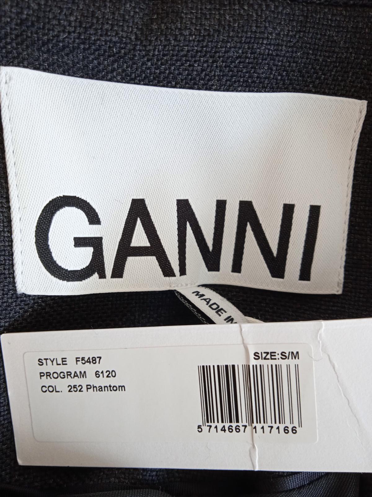 GANNI Ladies Grey Wool Blend Oversized Single Breasted Blazer Size S/M NEW