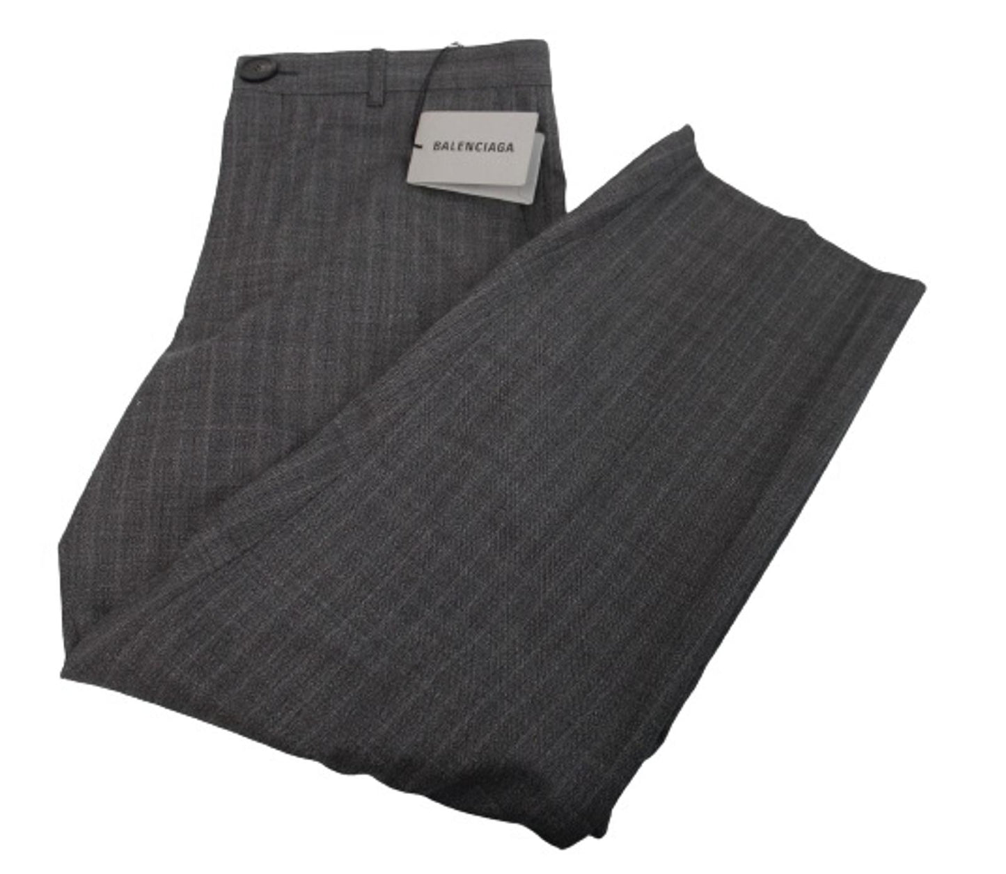 BALENCIAGA Men's Grey Wool Zip Fly Straight Leg Trousers IT48 W32 L27 NEW