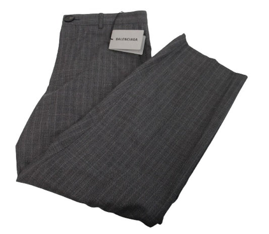 BALENCIAGA Men's Grey Wool Zip Fly Straight Leg Trousers IT48 W32 L27 NEW