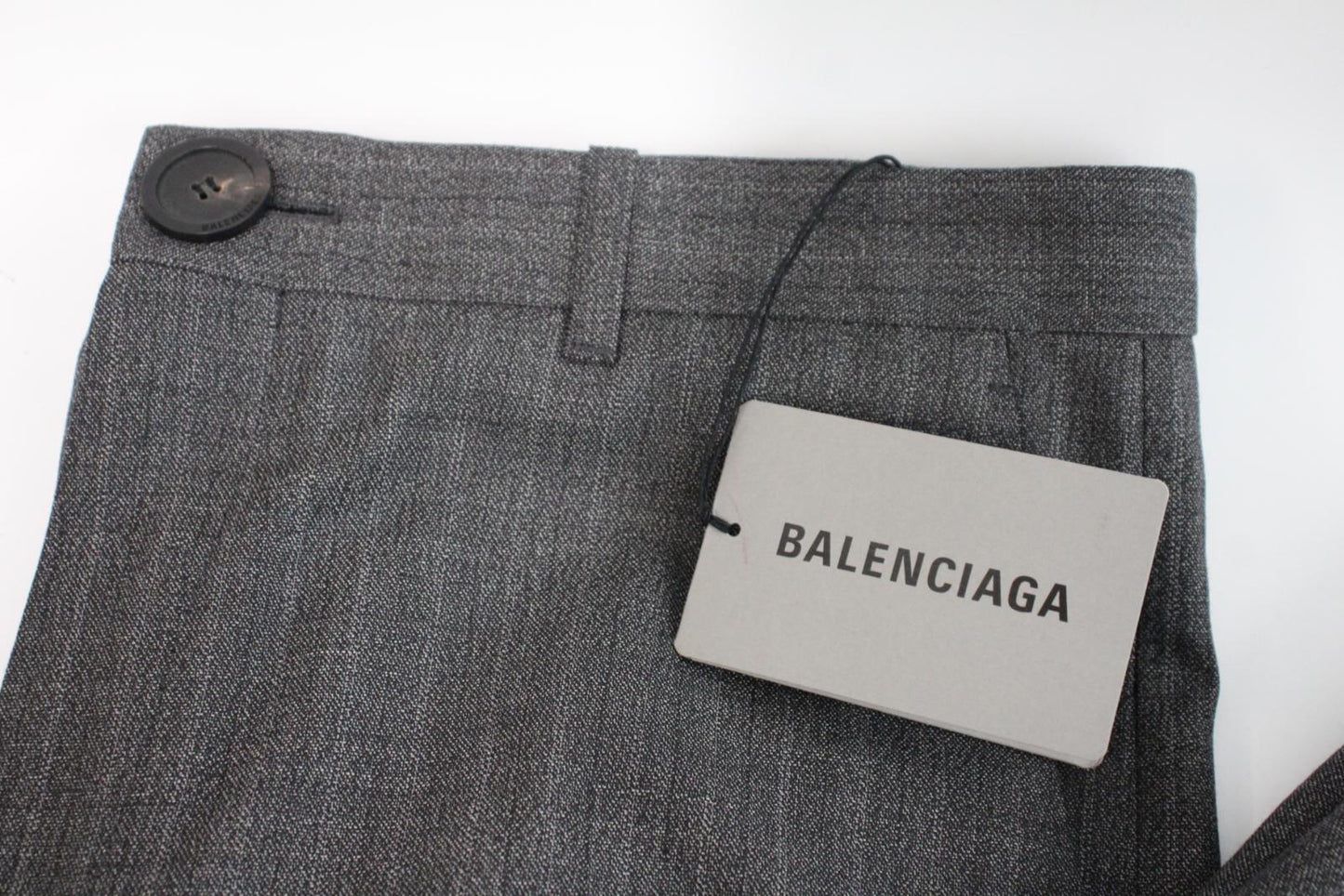 BALENCIAGA Men's Grey Wool Zip Fly Straight Leg Trousers IT48 W32 L27 NEW